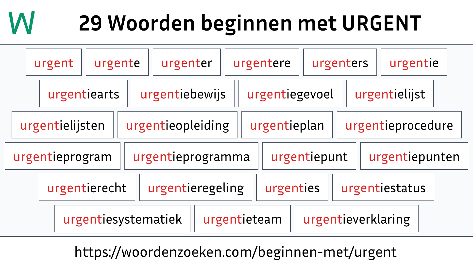 Woorden beginnen met URGENT