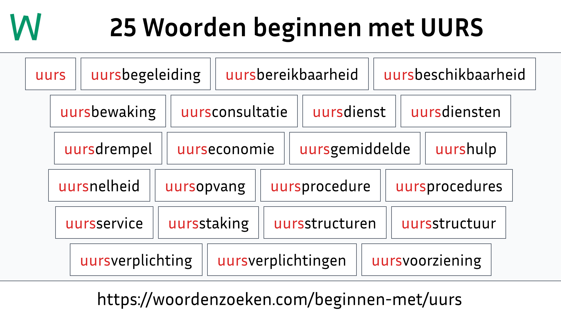 Woorden beginnen met UURS