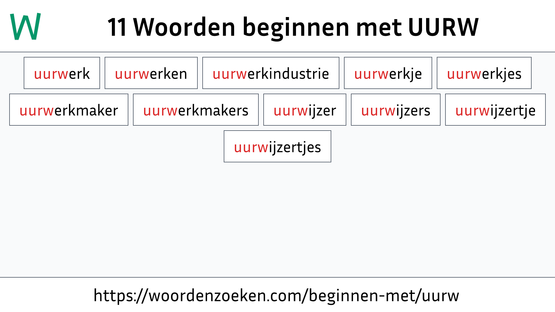 Woorden beginnen met UURW
