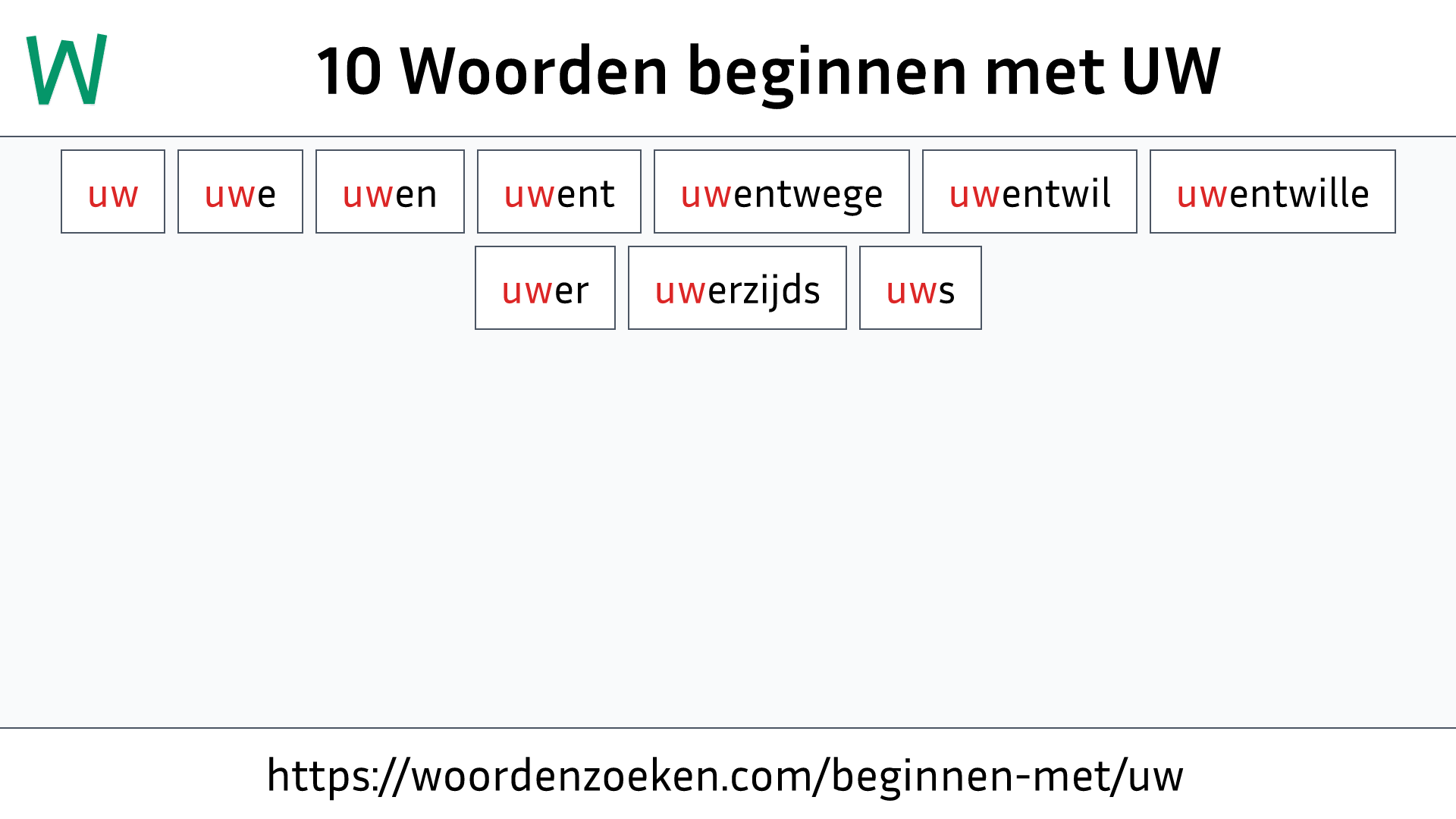 Woorden beginnen met UW