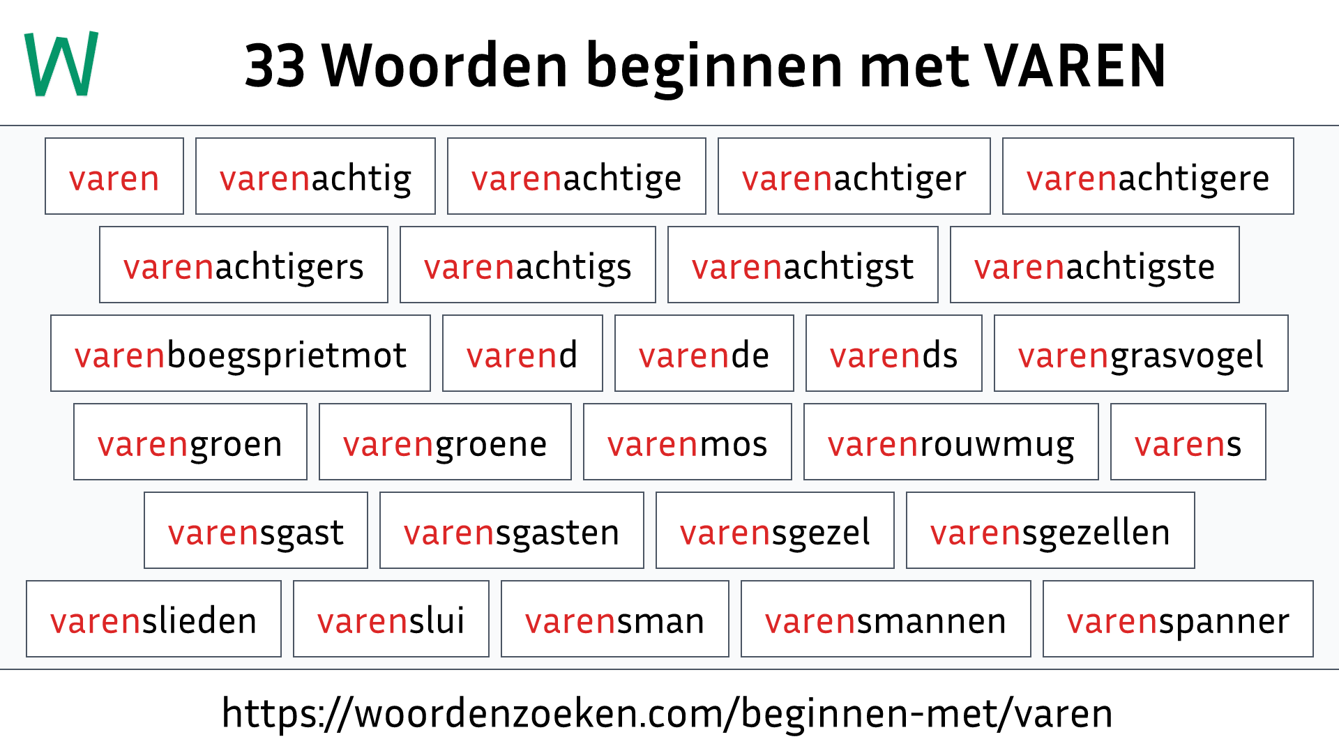 Woorden beginnen met VAREN