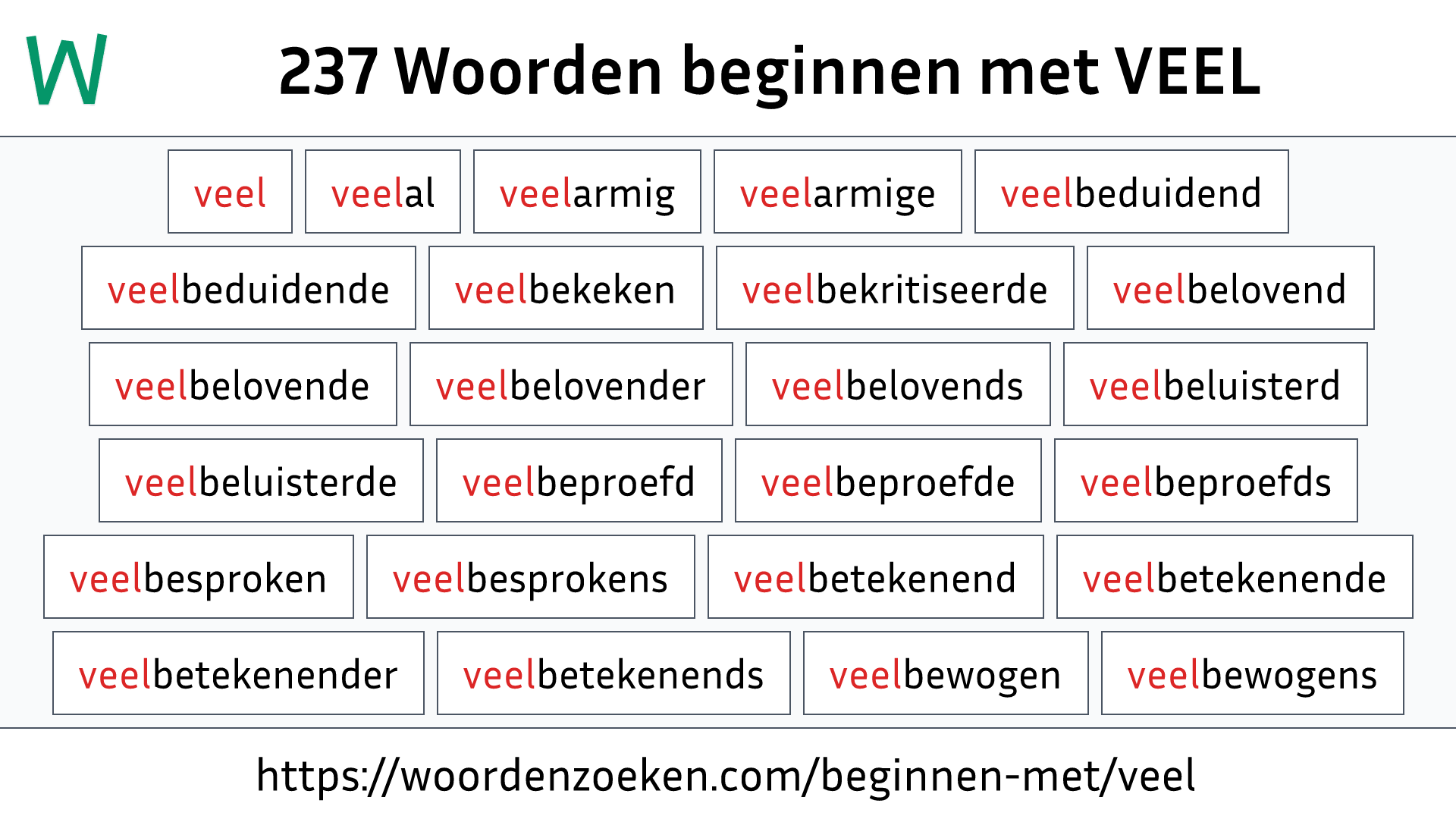 Woorden beginnen met VEEL