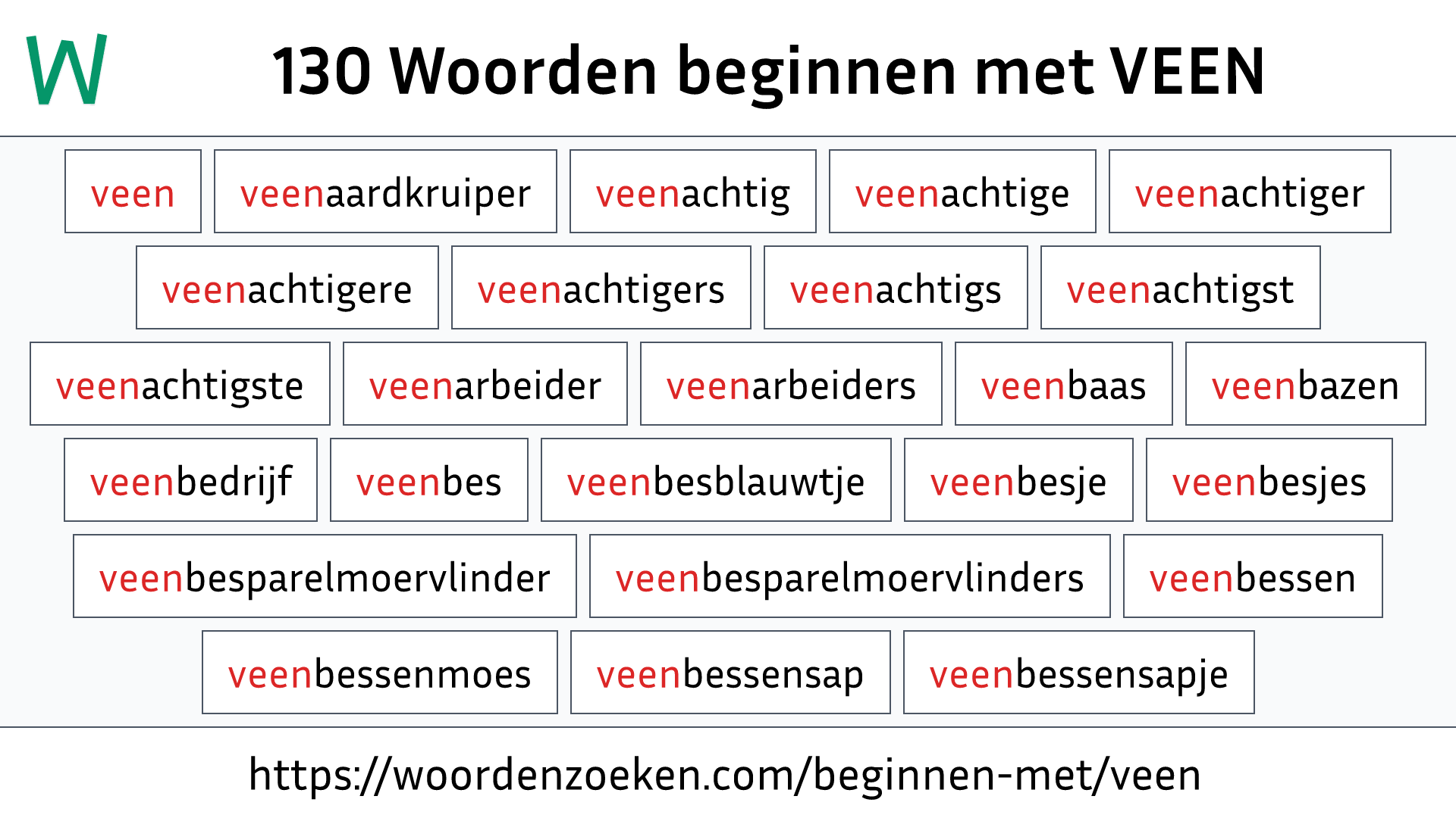 Woorden beginnen met VEEN