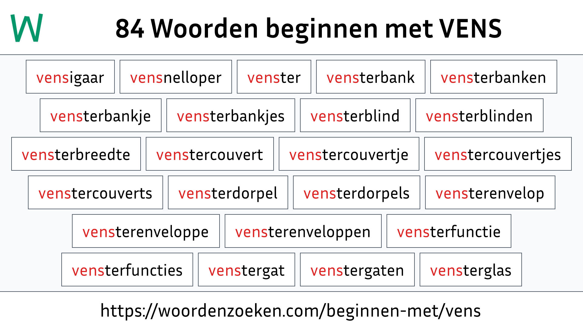 Woorden beginnen met VENS