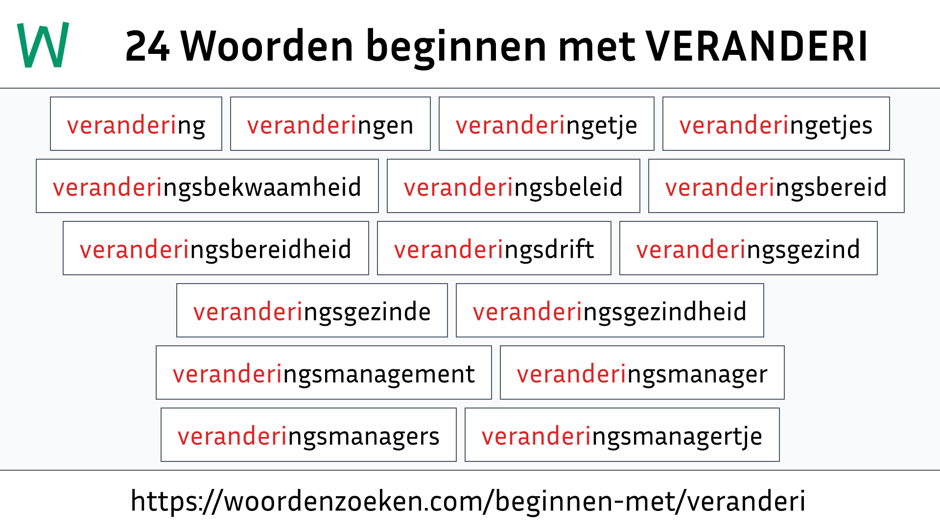 Woorden beginnen met VERANDERI