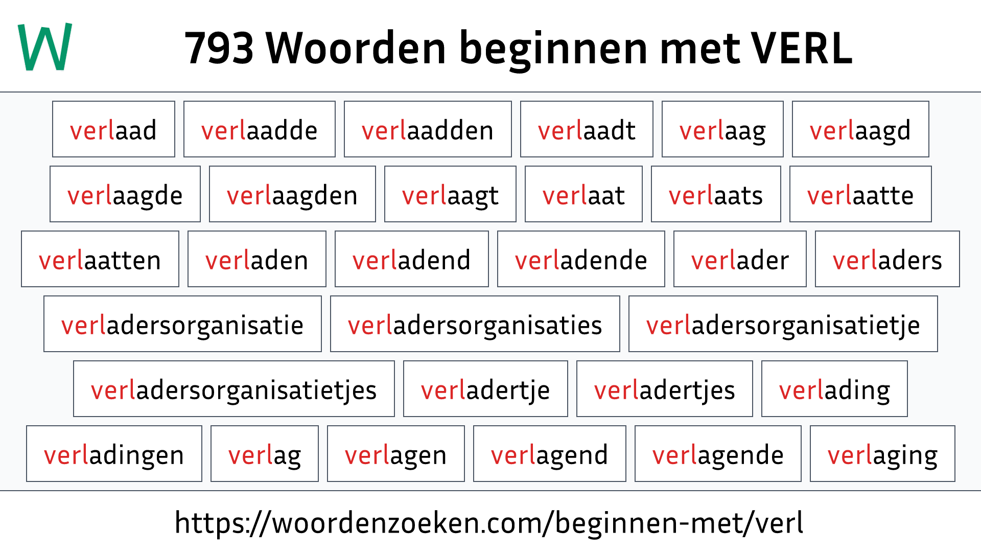 Woorden beginnen met VERL