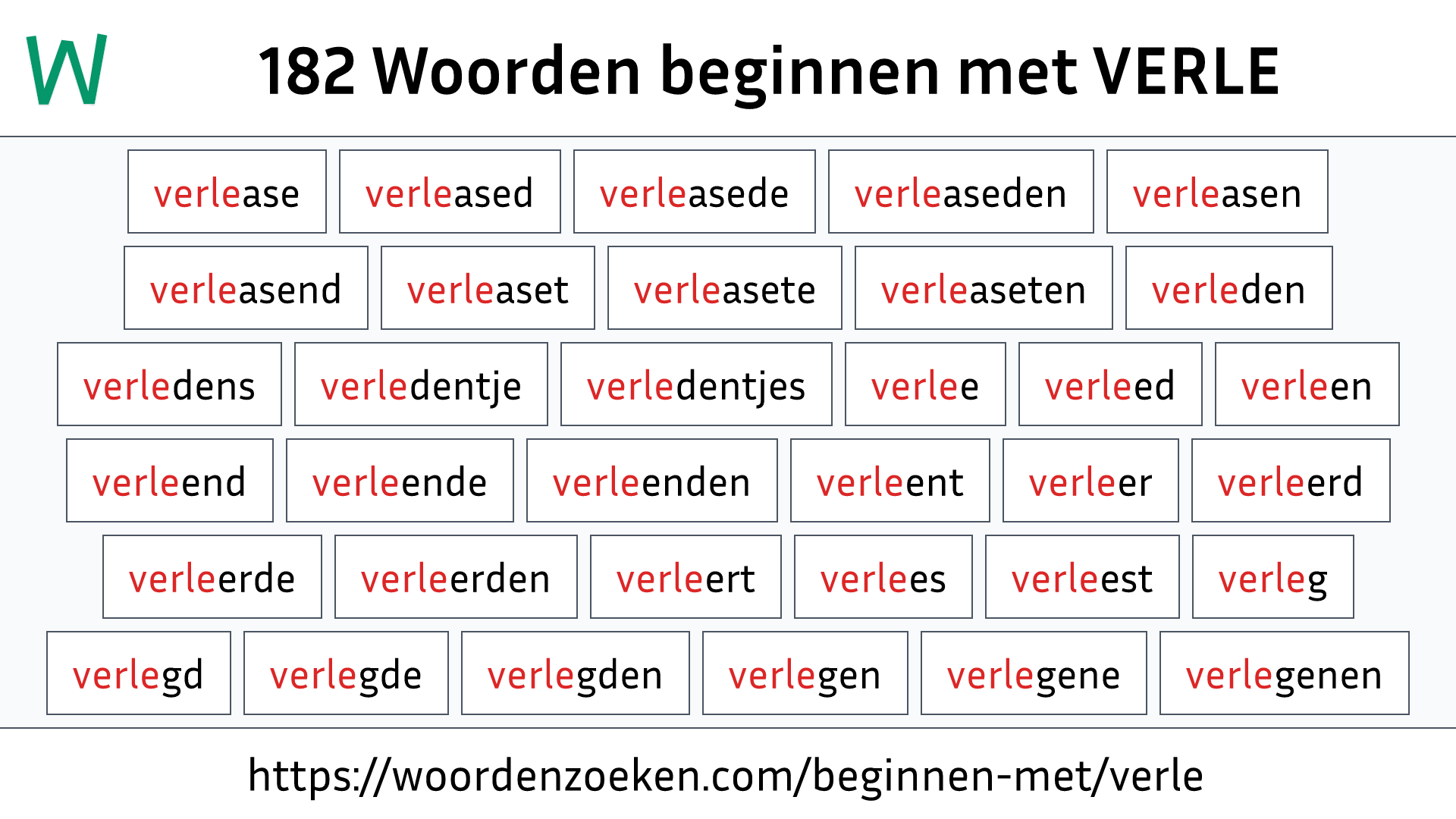 Woorden beginnen met VERLE