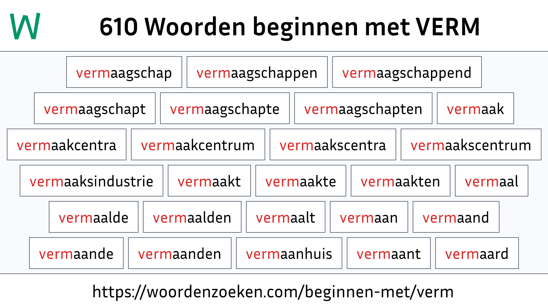 Woorden beginnen met VERM