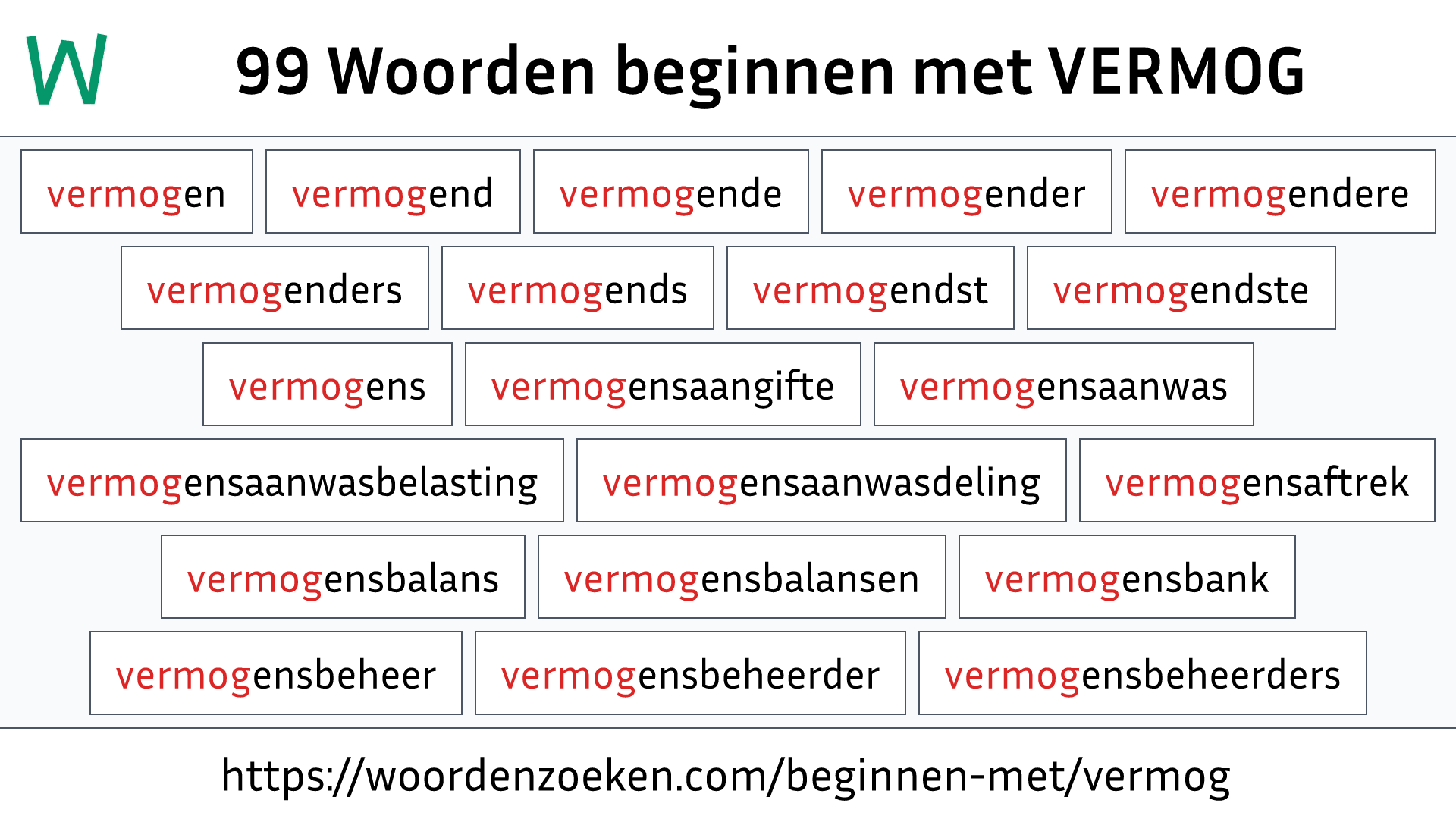 Woorden beginnen met VERMOG