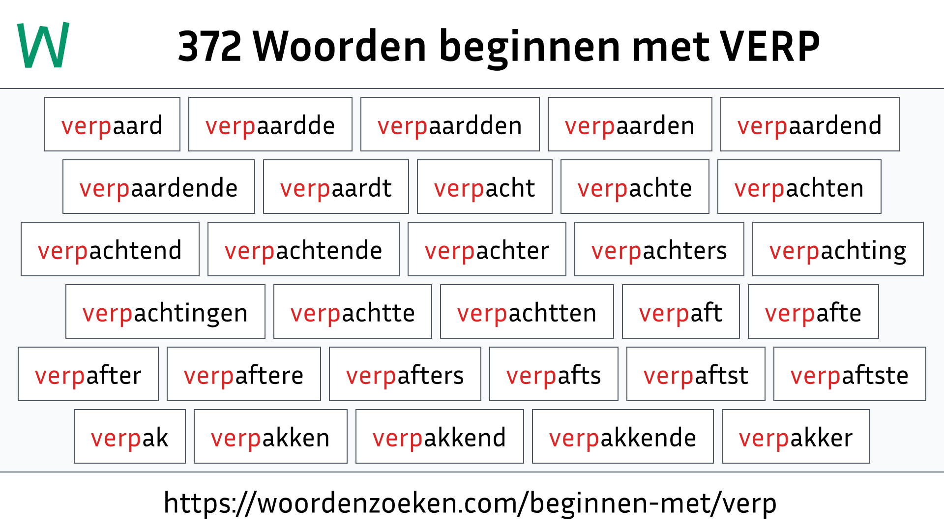 Woorden beginnen met VERP