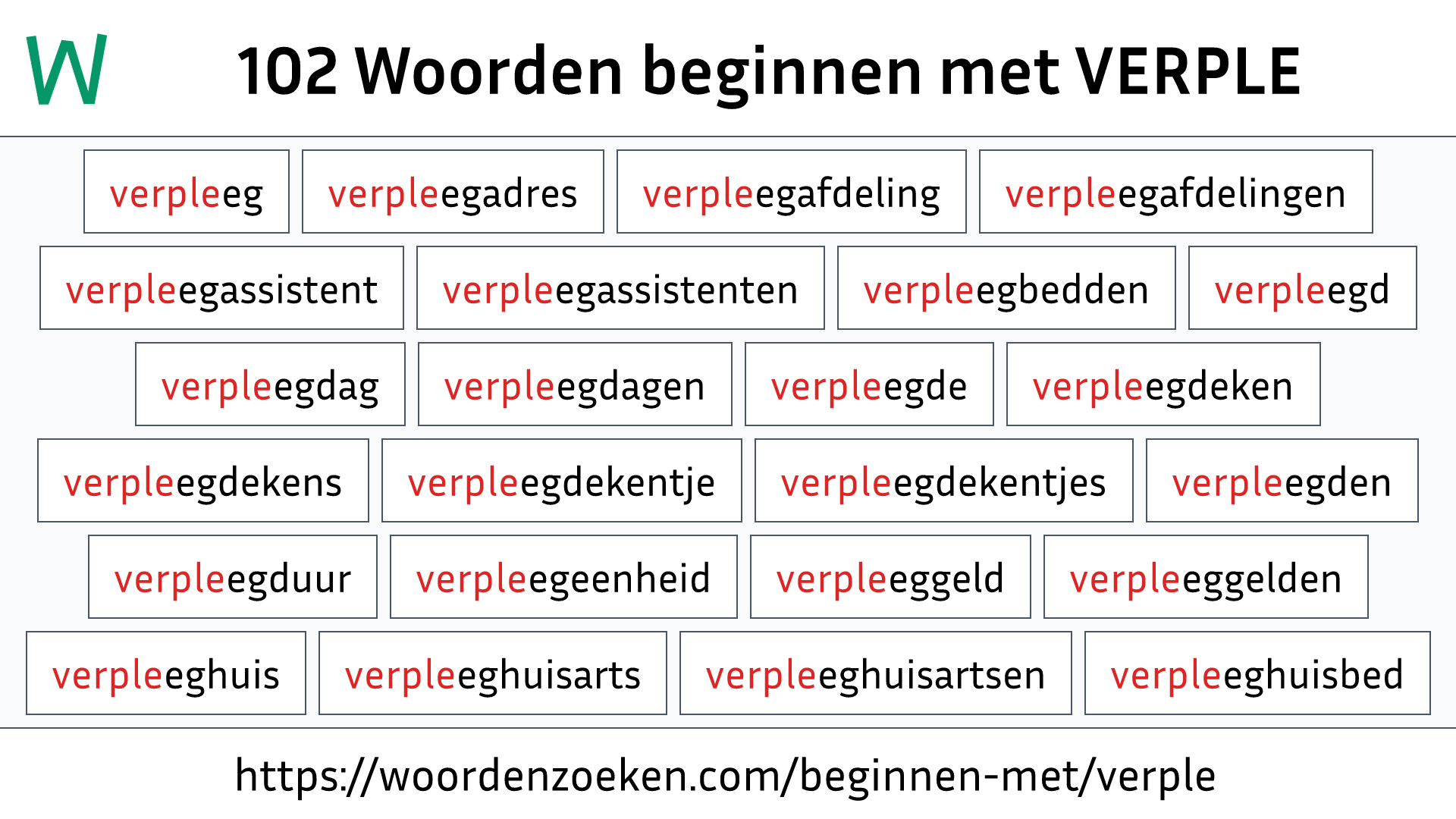 Woorden beginnen met VERPLE
