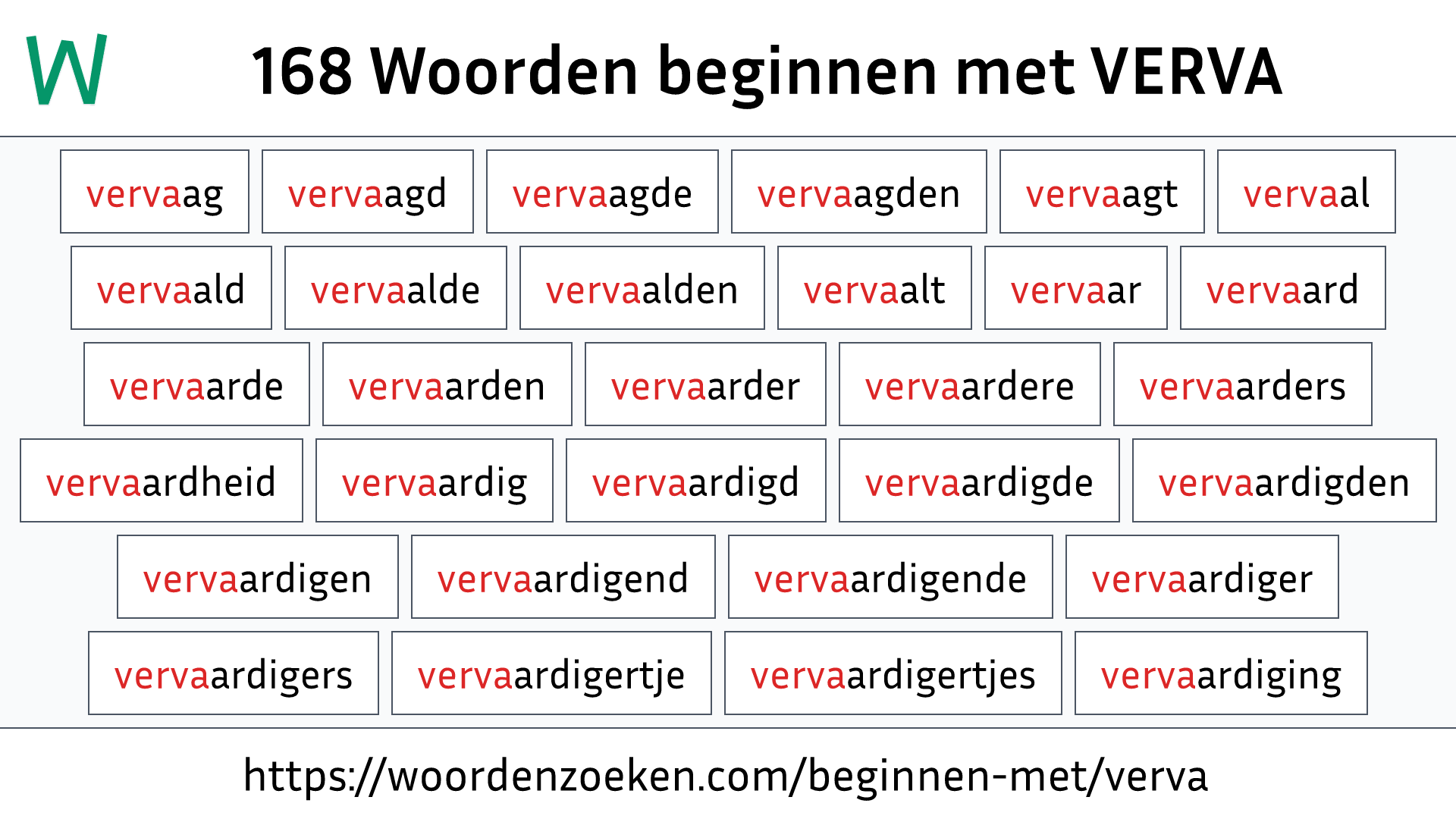 Woorden beginnen met VERVA