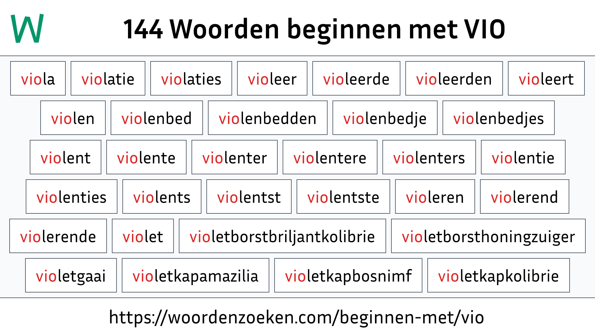 Woorden beginnen met VIO