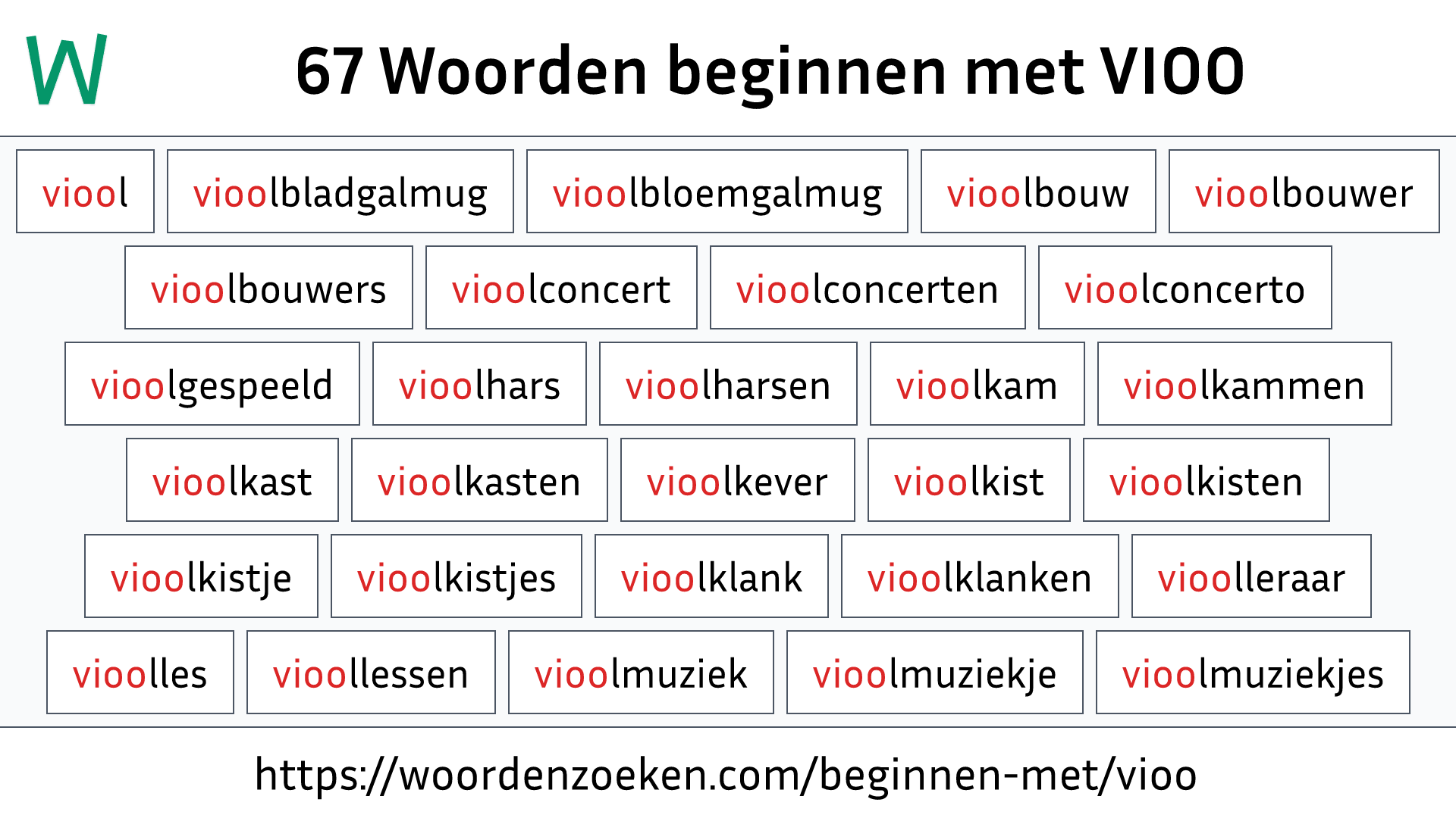 Woorden beginnen met VIOO