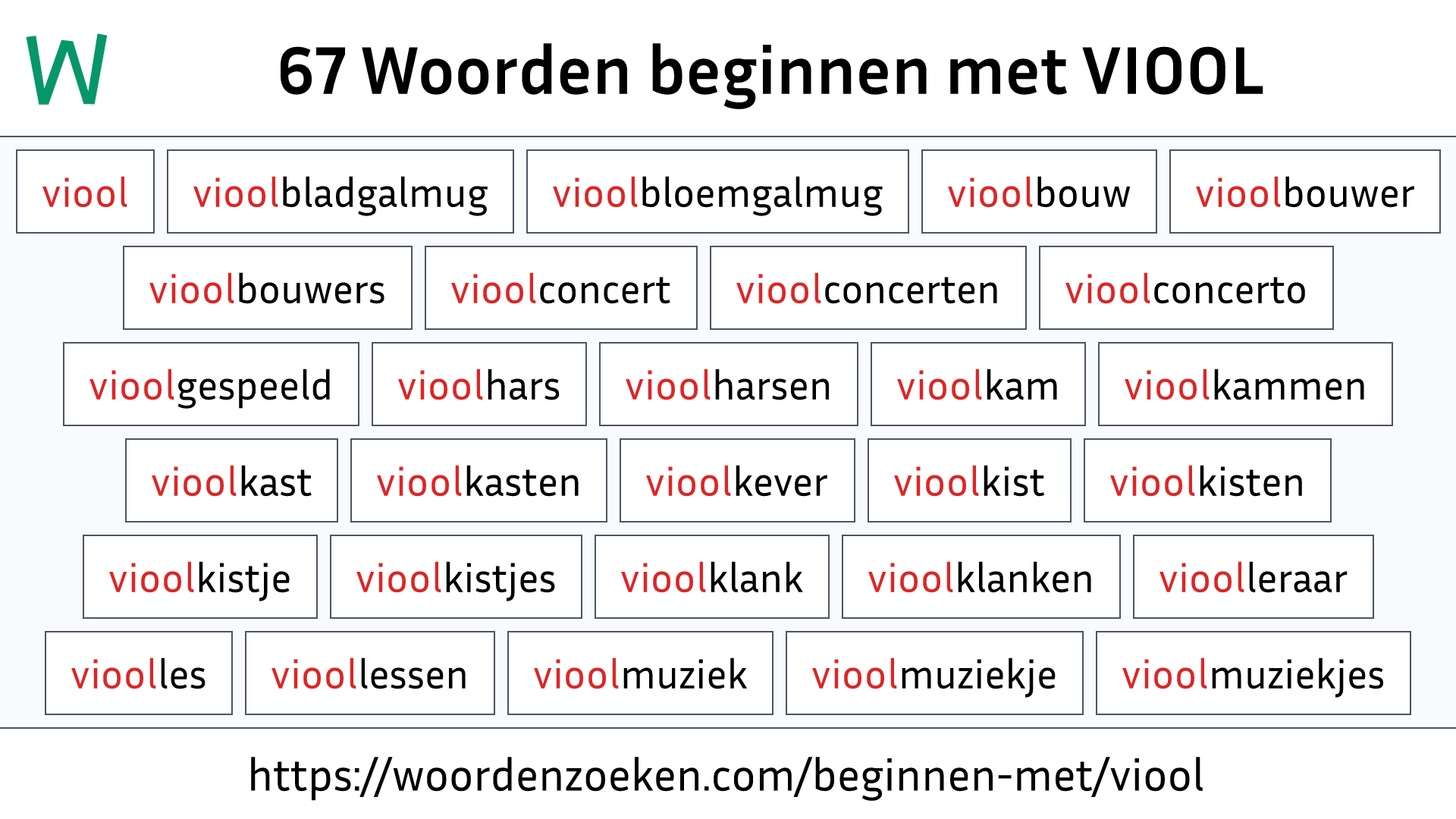 Woorden beginnen met VIOOL