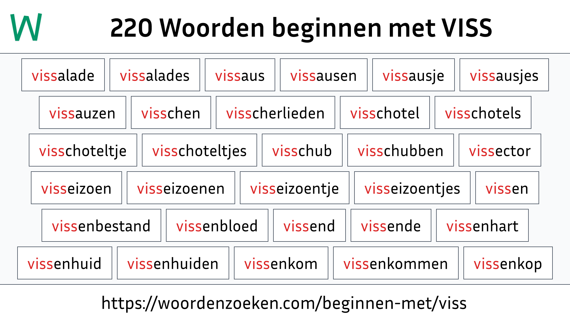 Woorden beginnen met VISS