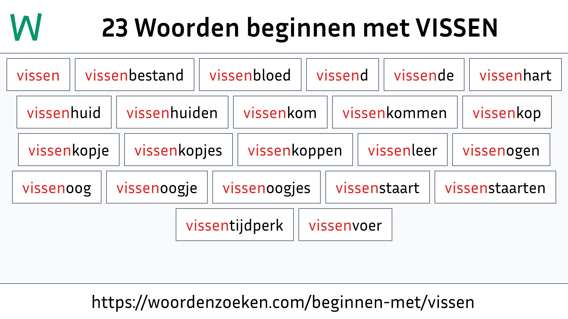 Woorden beginnen met VISSEN