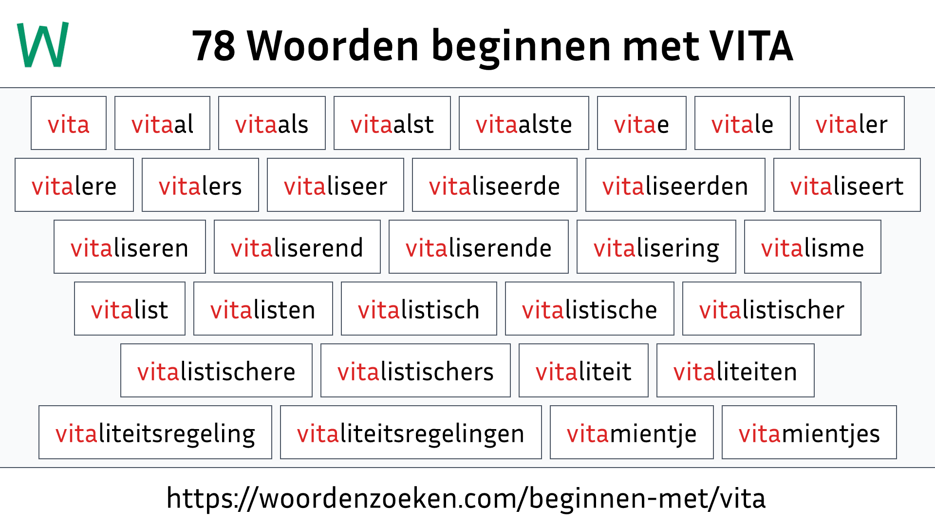 Woorden beginnen met VITA