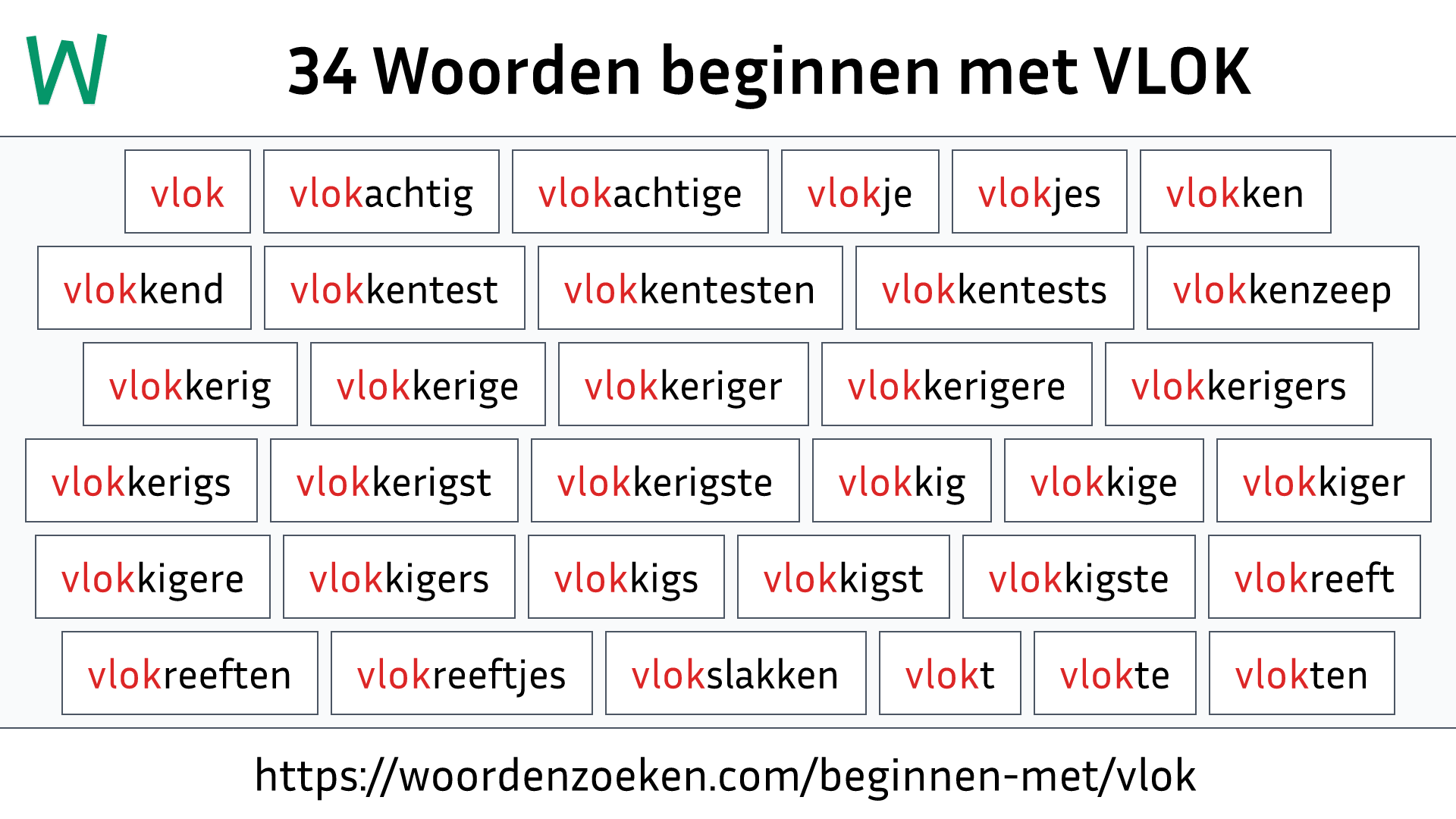 Woorden beginnen met VLOK