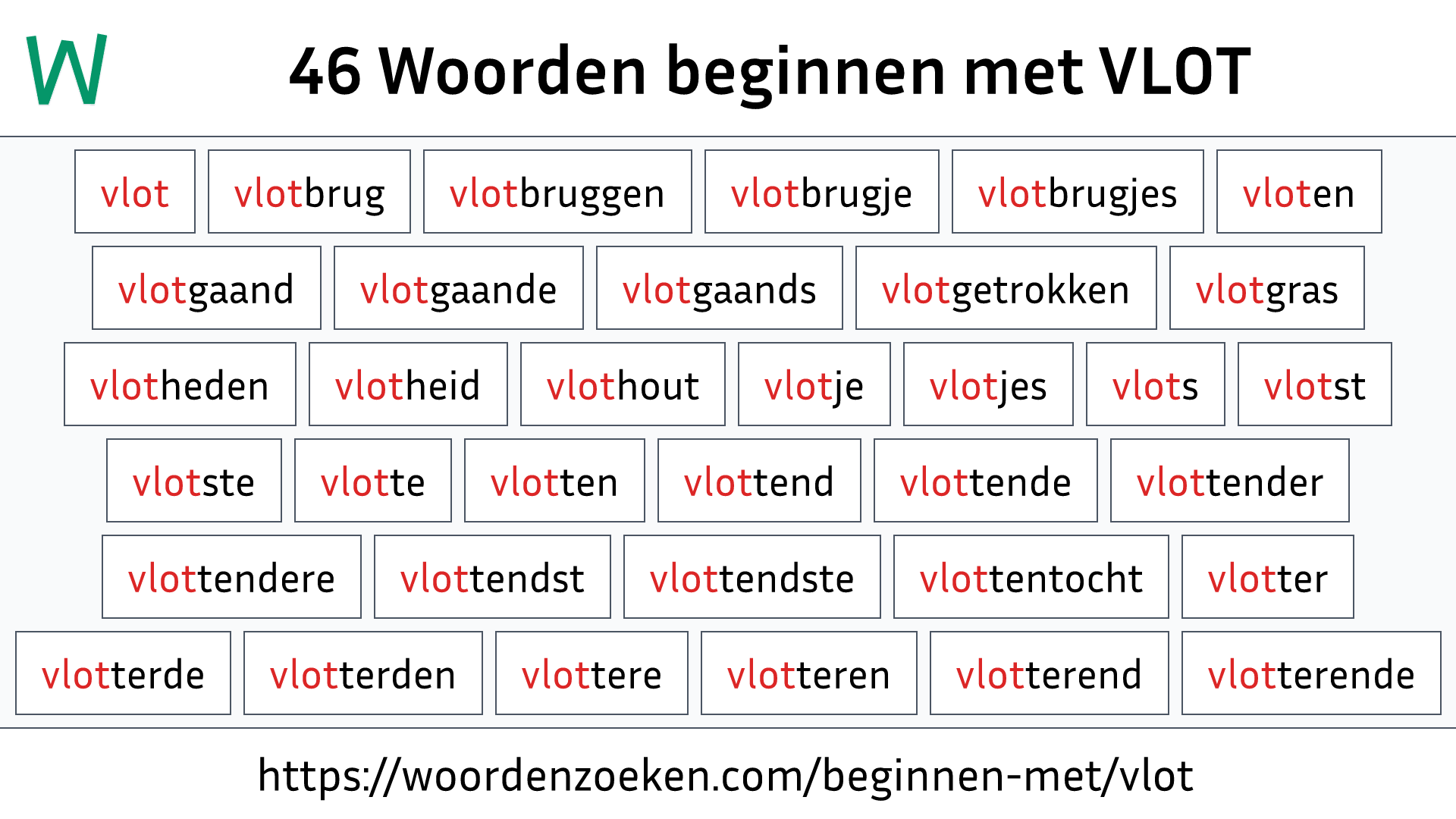 Woorden beginnen met VLOT