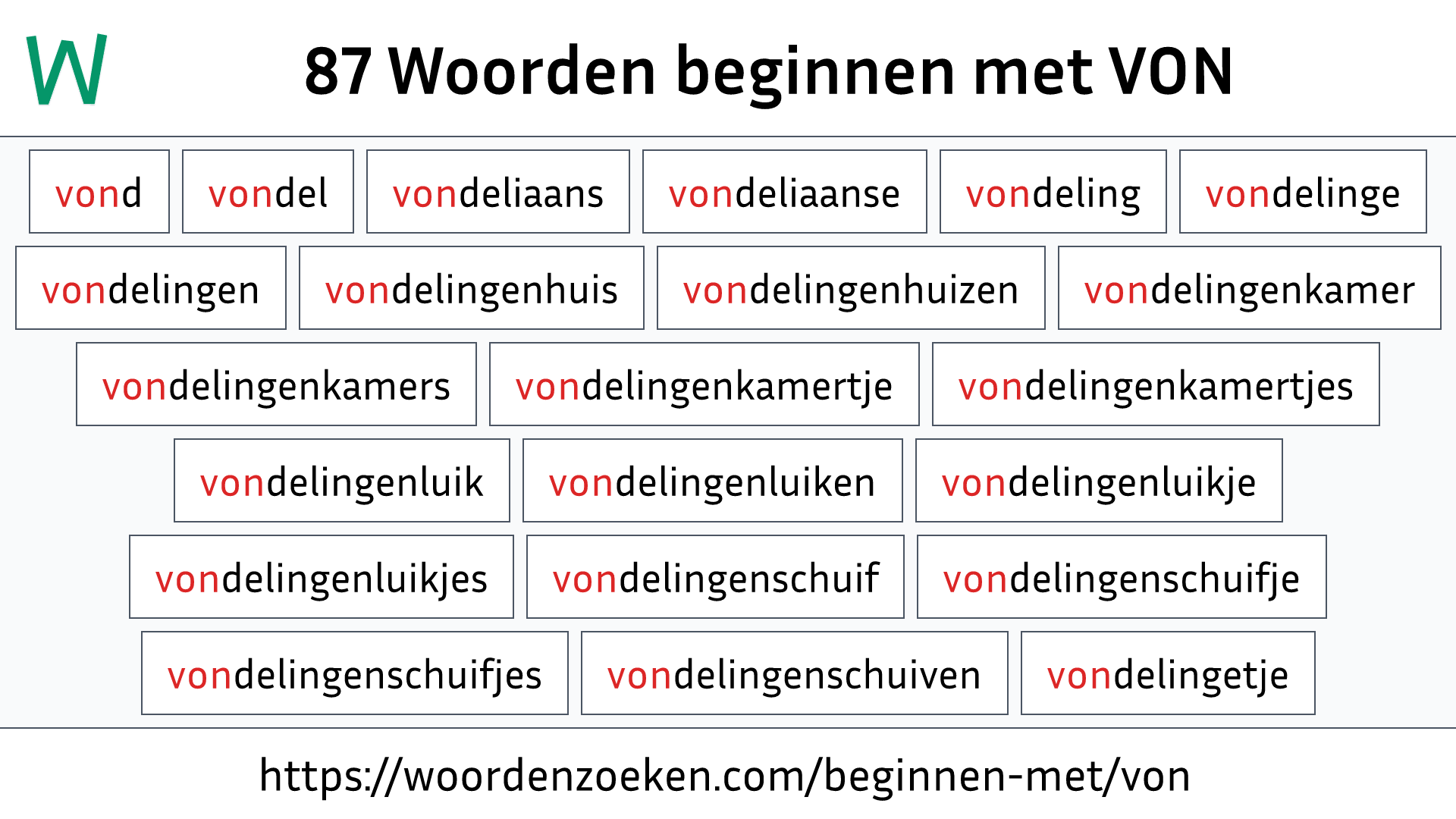 Woorden beginnen met VON