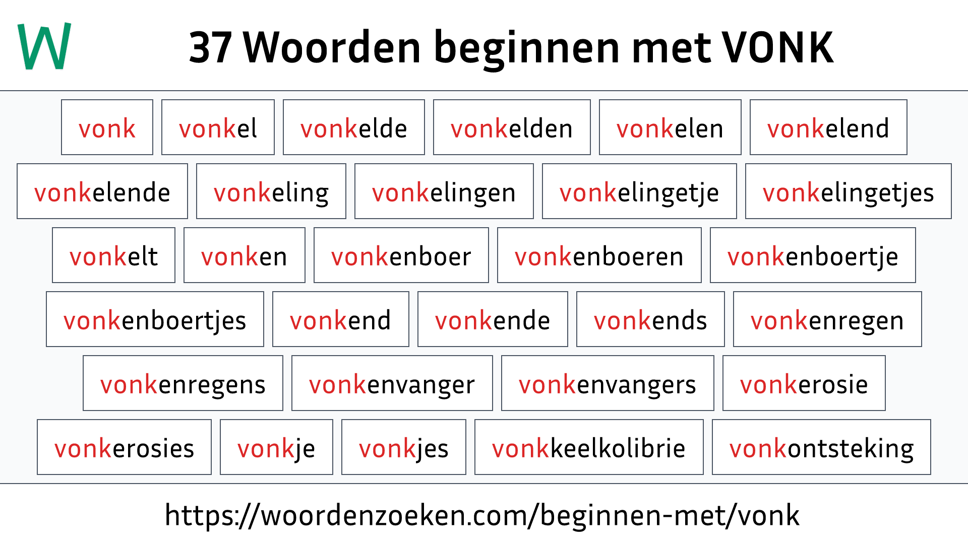 Woorden beginnen met VONK