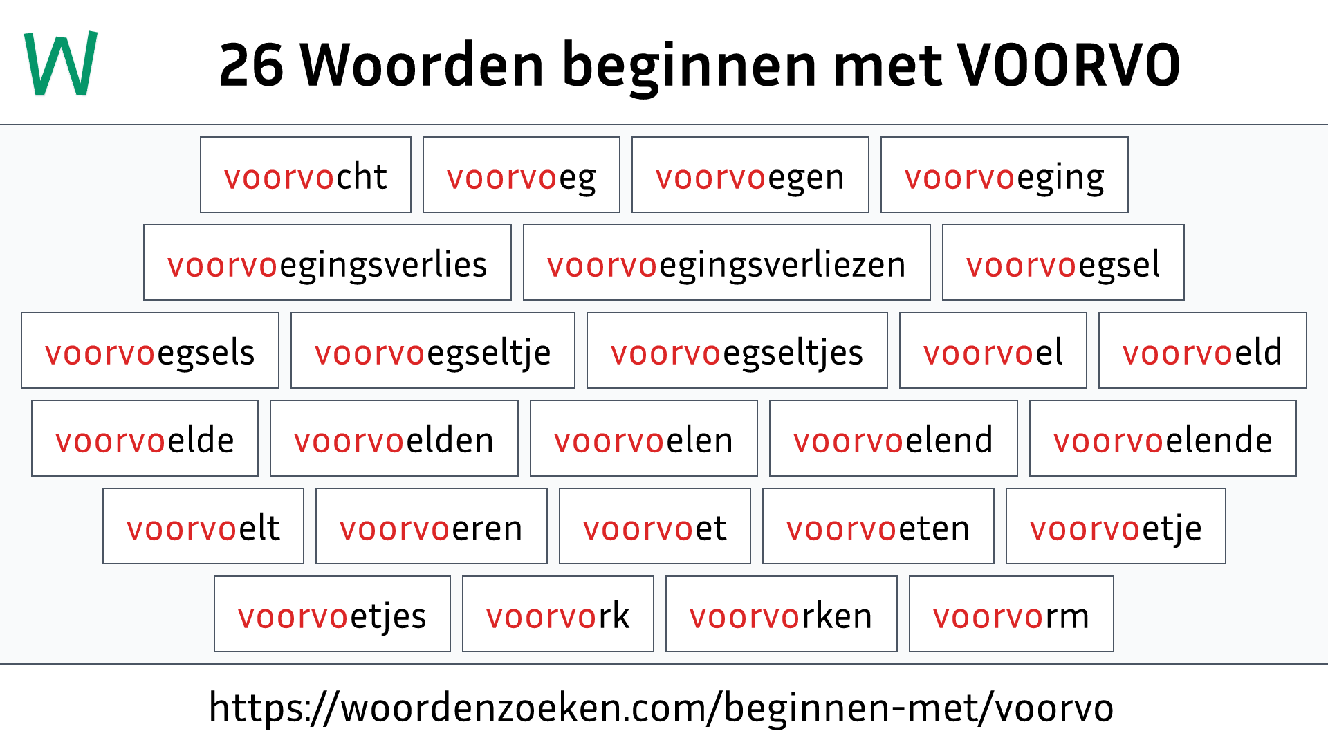 Woorden beginnen met VOORVO