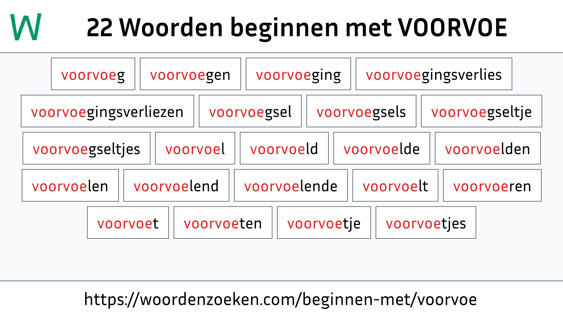 Woorden beginnen met VOORVOE