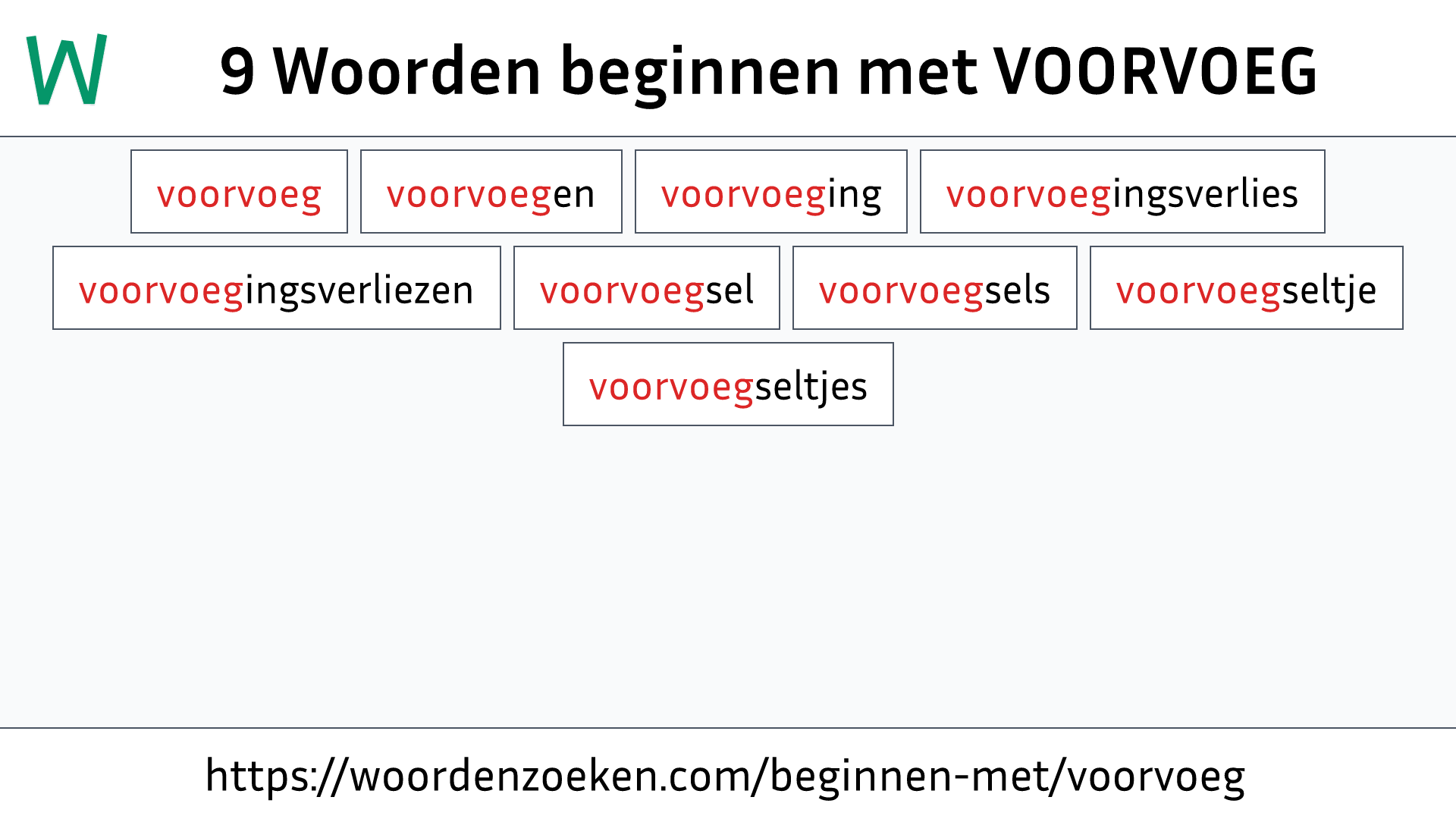 Woorden beginnen met VOORVOEG