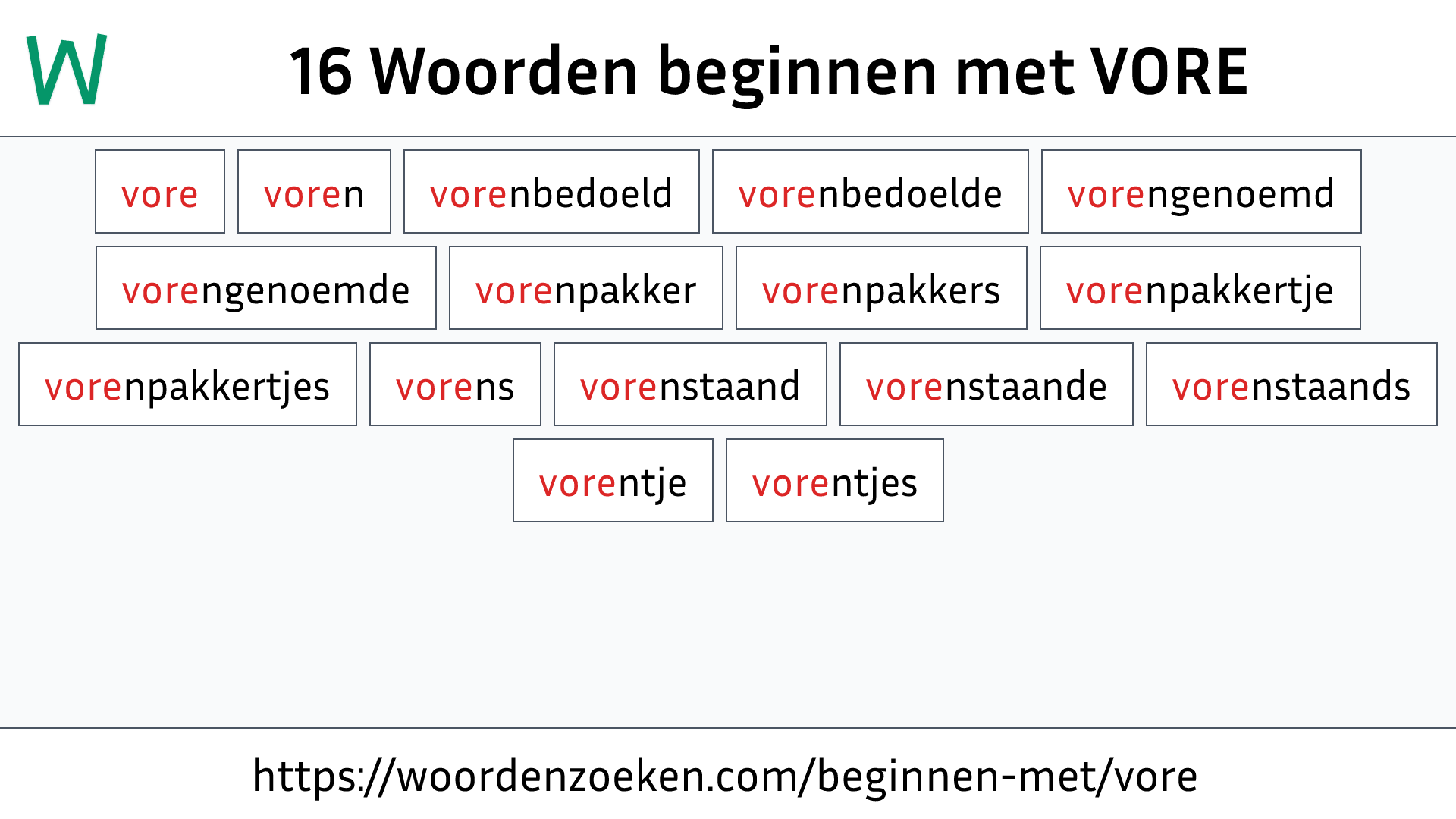 Woorden beginnen met VORE