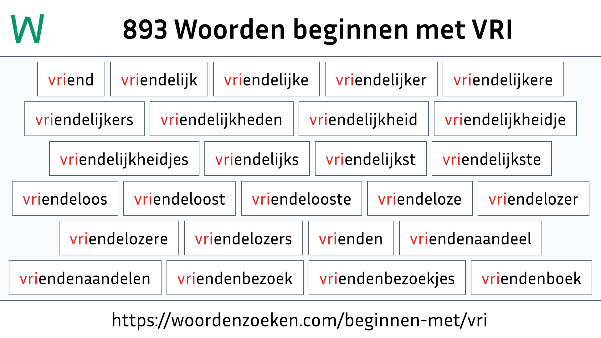 Woorden beginnen met VRI