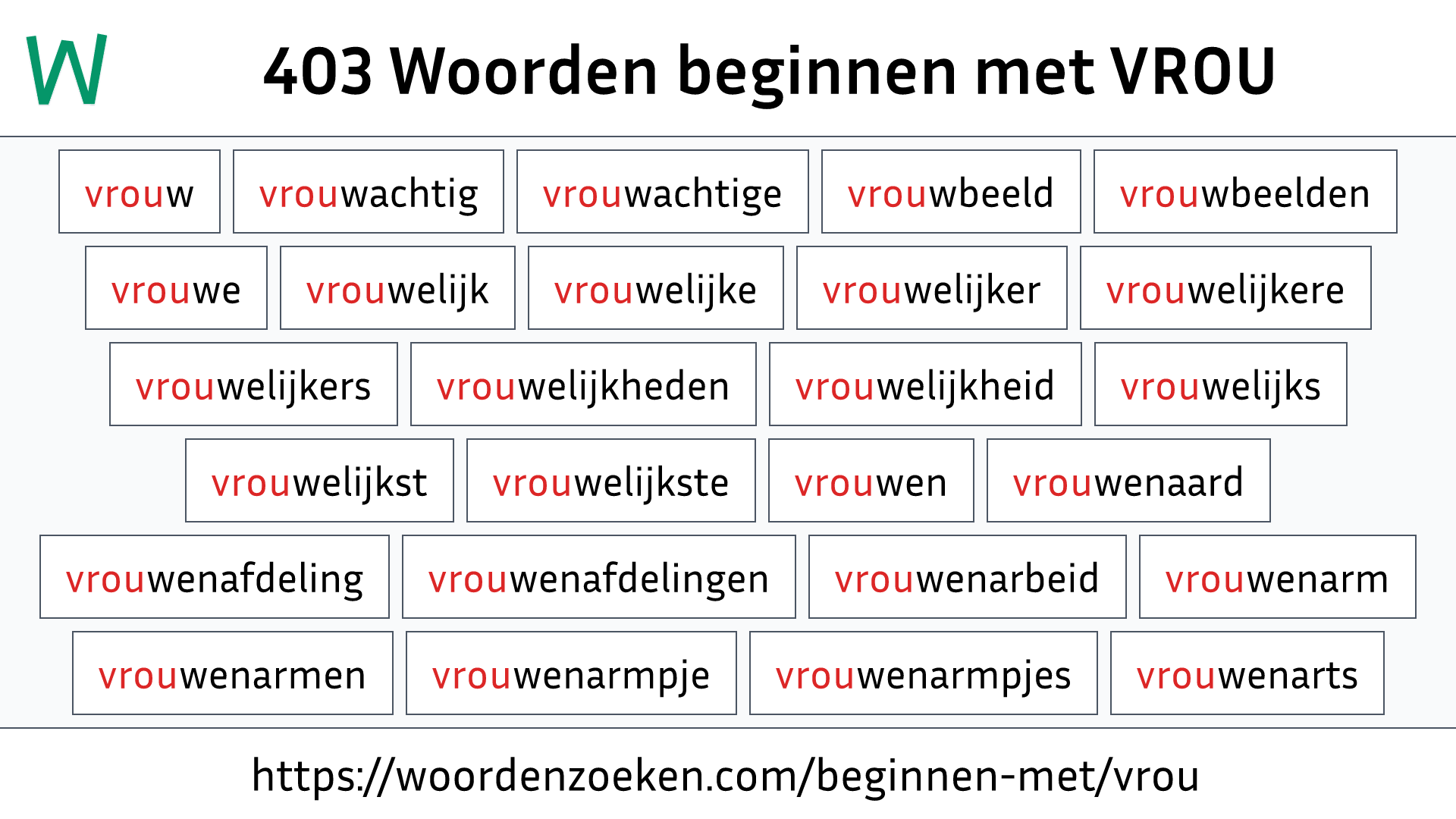 Woorden beginnen met VROU