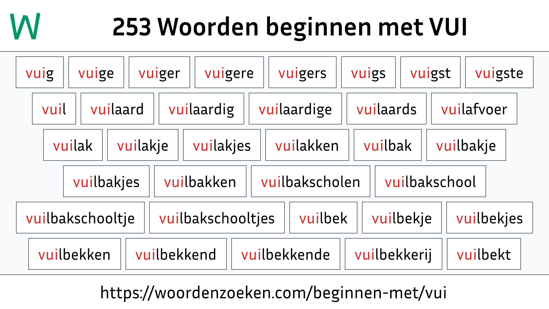 Woorden beginnen met VUI