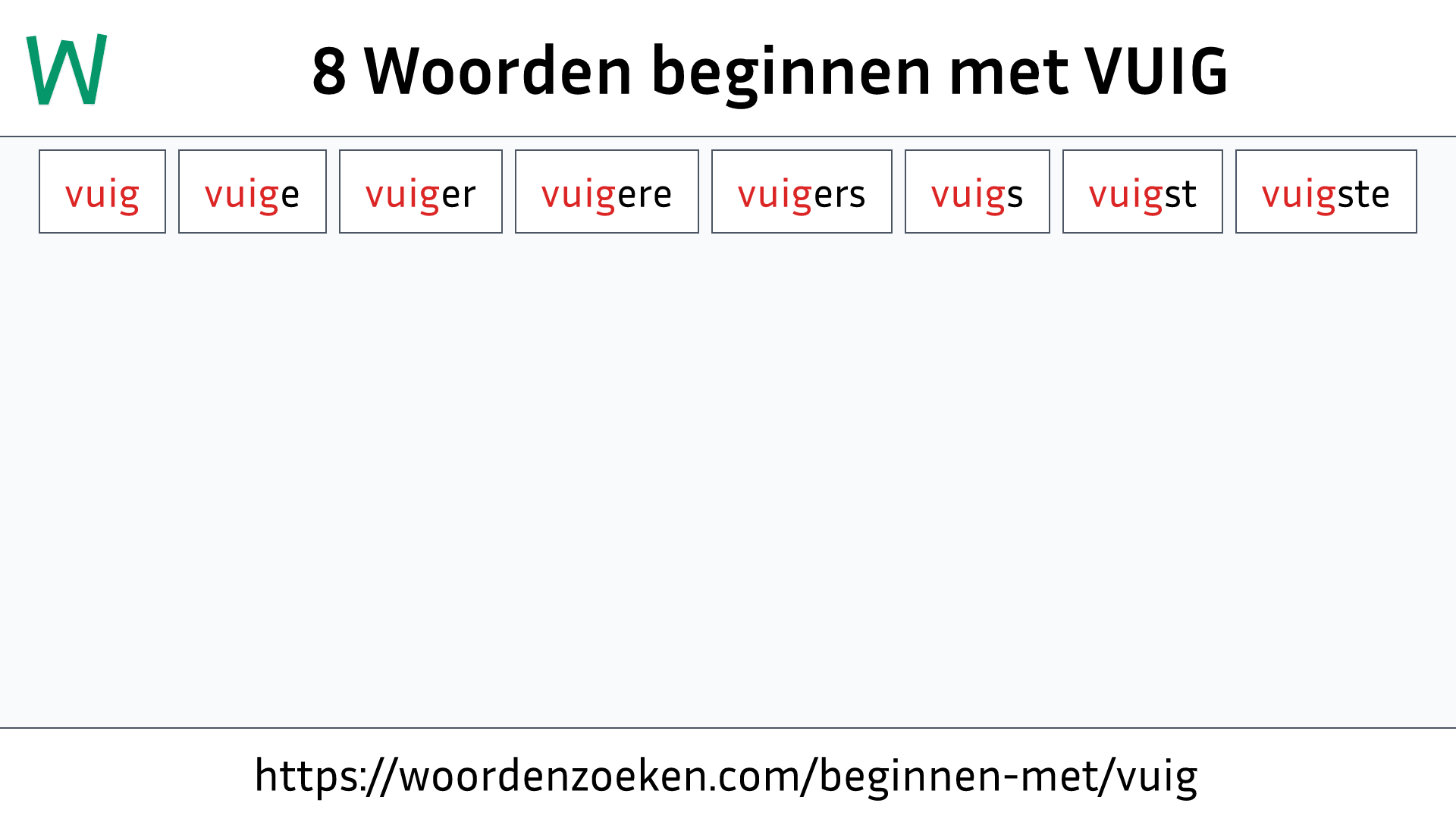 Woorden beginnen met VUIG