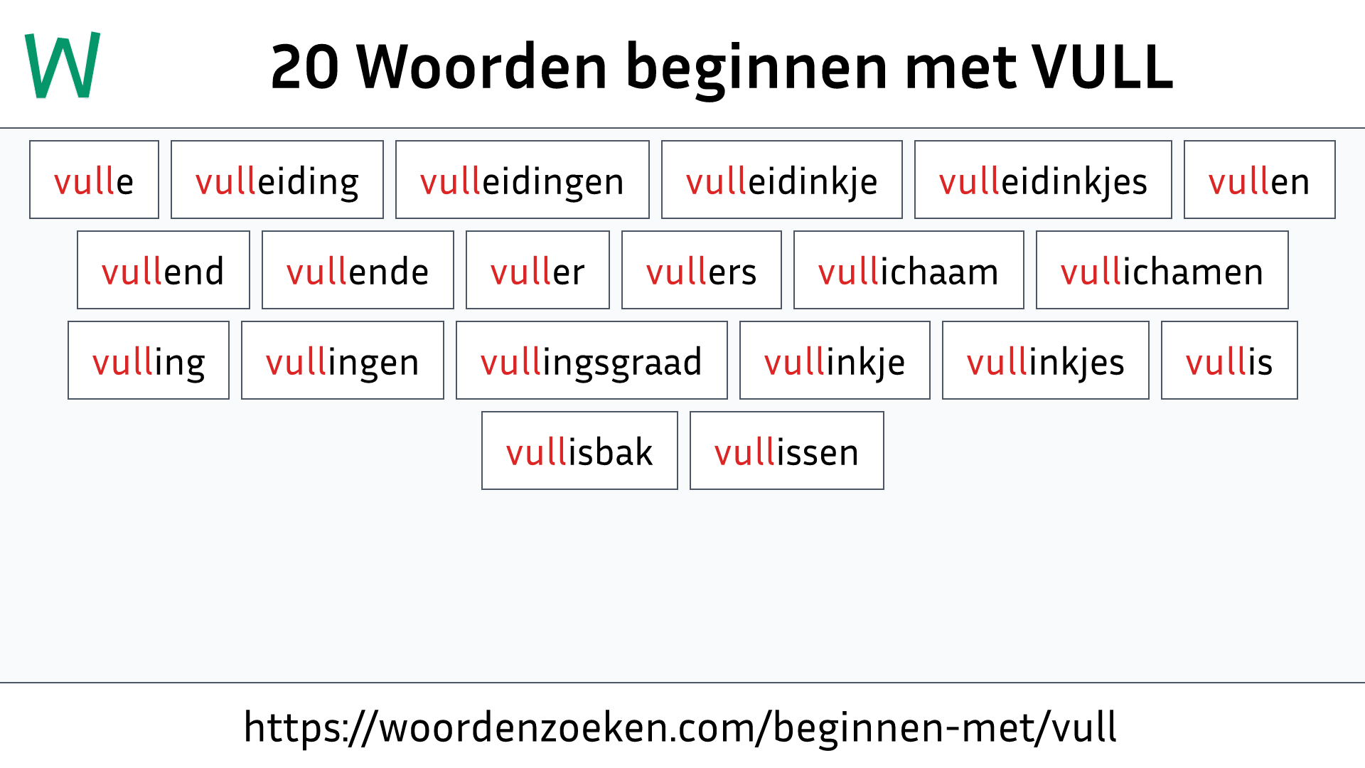 Woorden beginnen met VULL