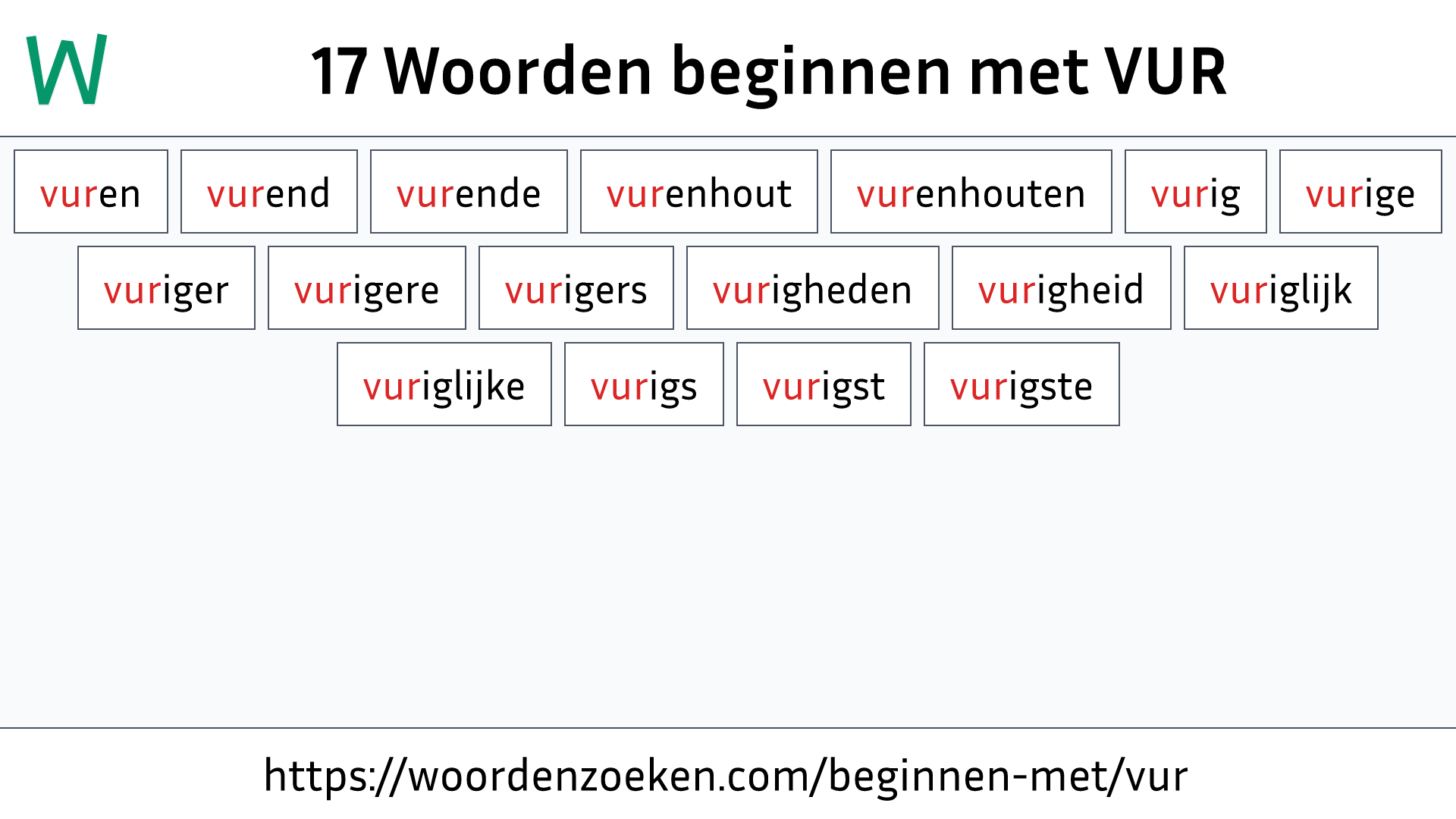 Woorden beginnen met VUR