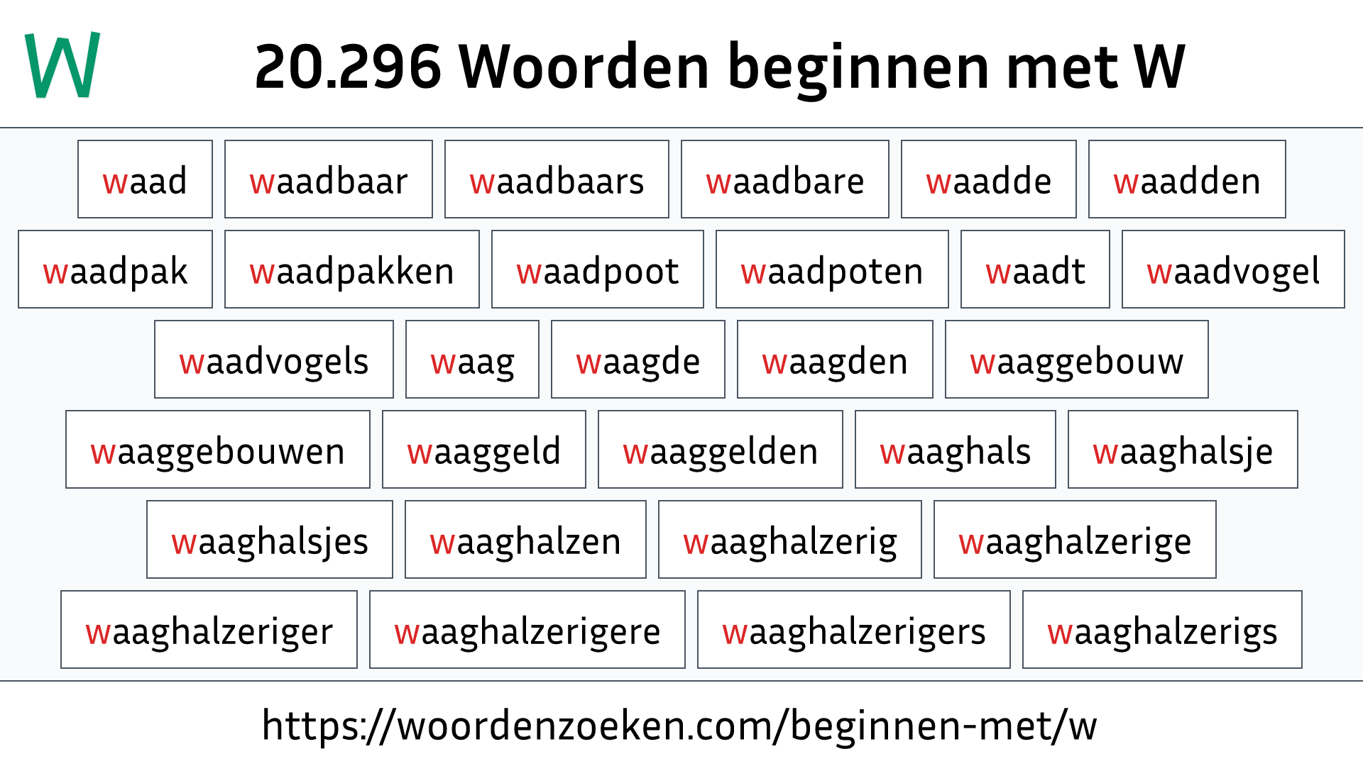 Woorden beginnen met W