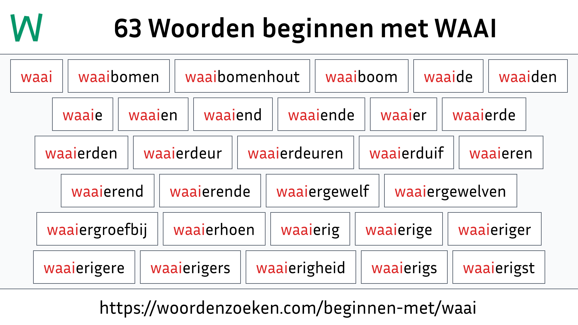 Woorden beginnen met WAAI