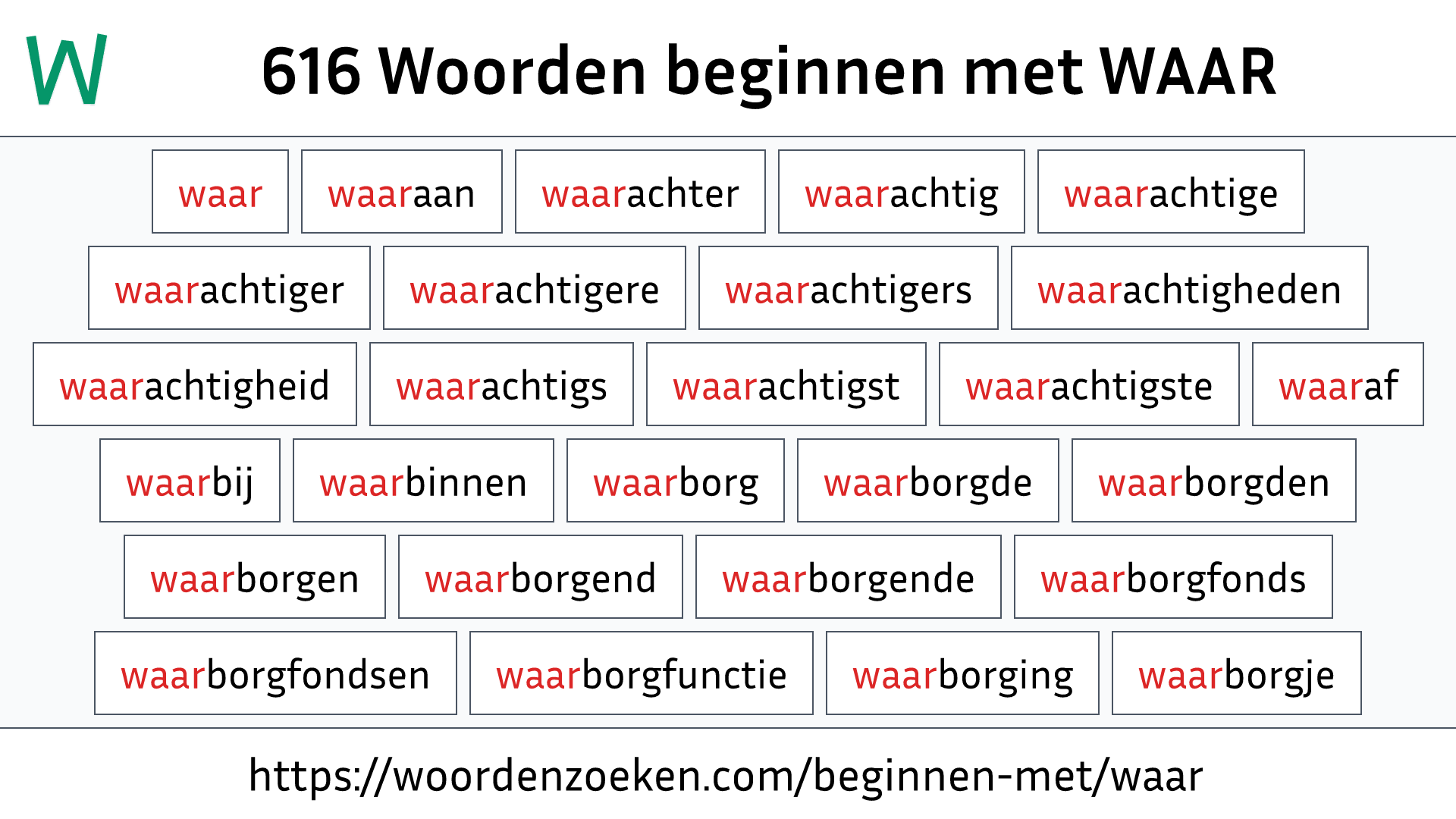 Woorden beginnen met WAAR