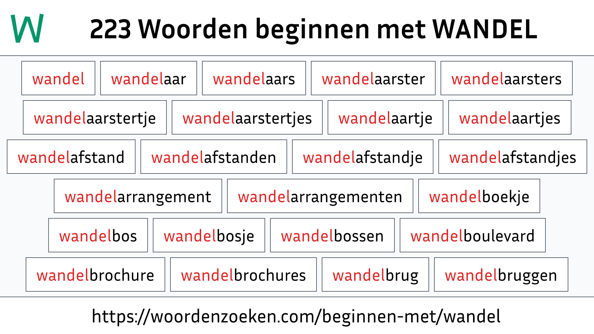 Woorden beginnen met WANDEL