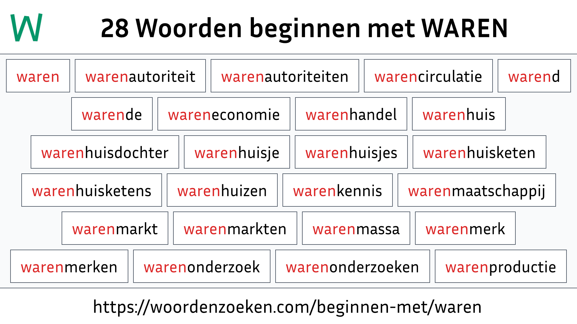 Woorden beginnen met WAREN