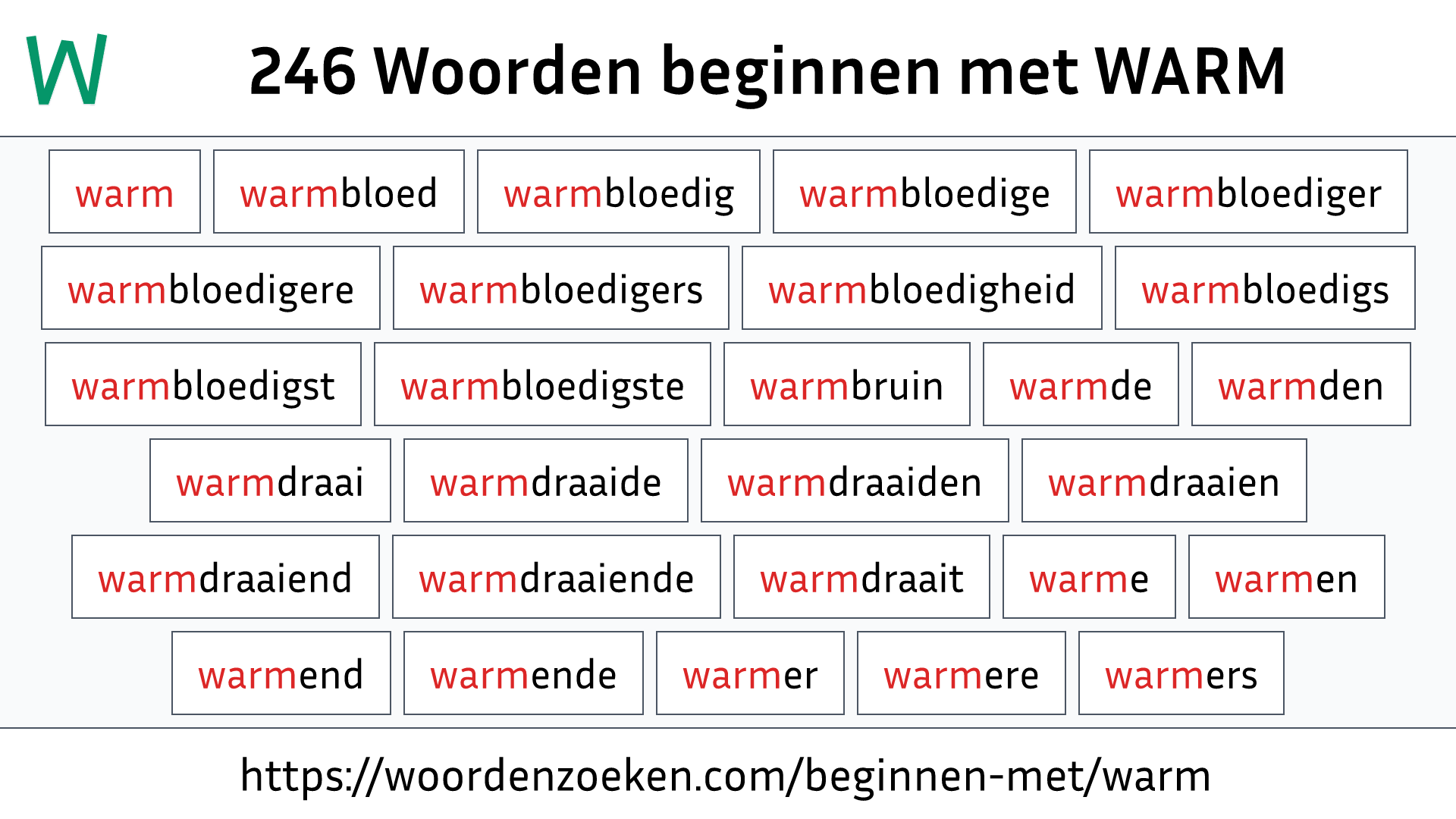 Woorden beginnen met WARM