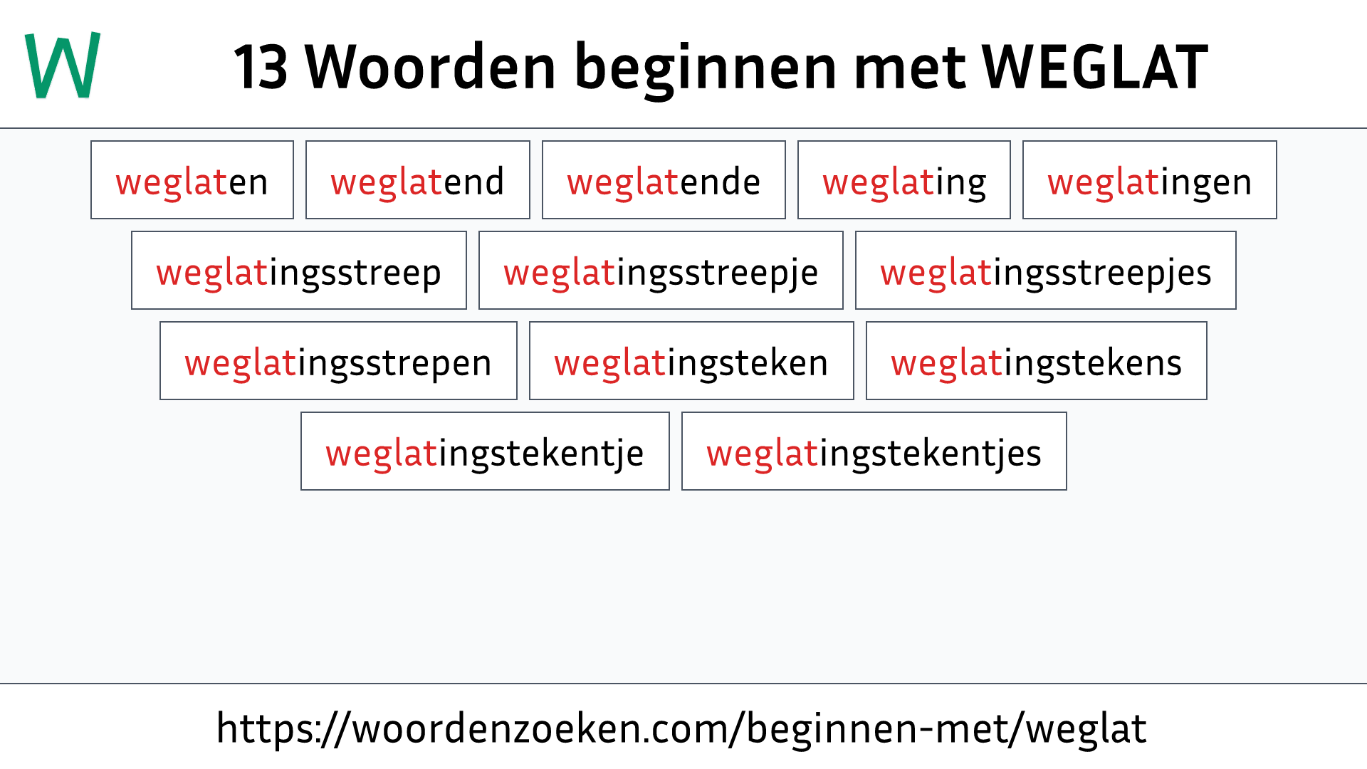 Woorden beginnen met WEGLAT