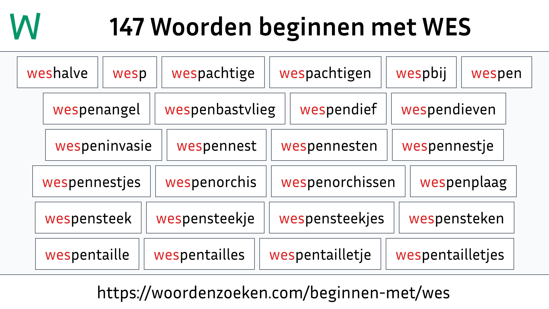 Woorden beginnen met WES