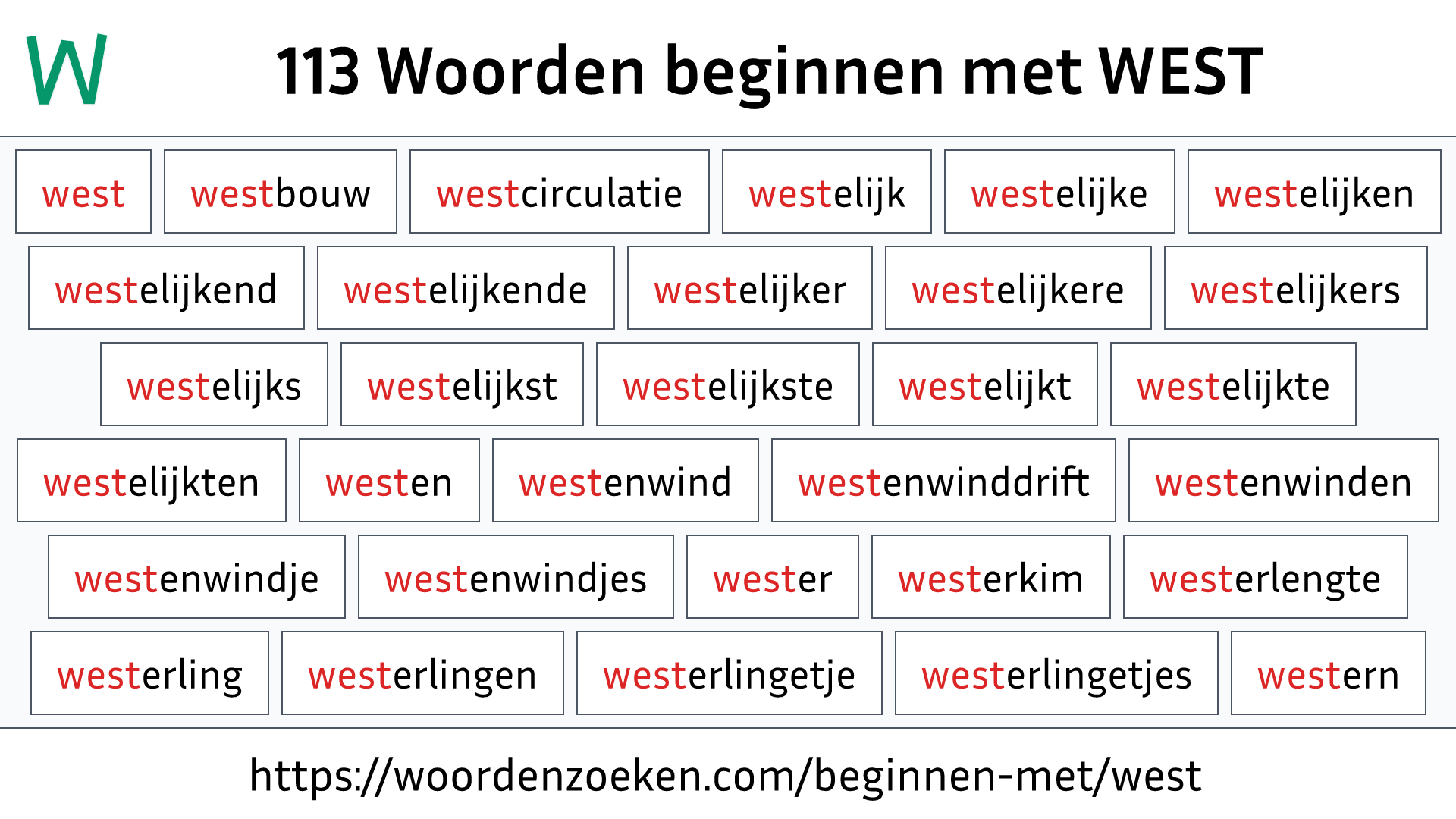 Woorden beginnen met WEST