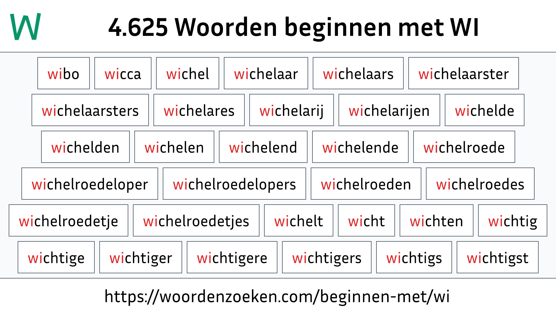 Woorden beginnen met WI