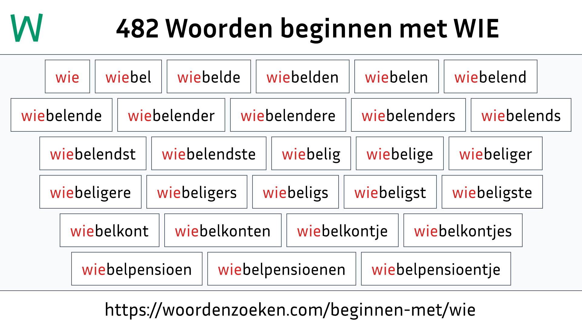 Woorden beginnen met WIE