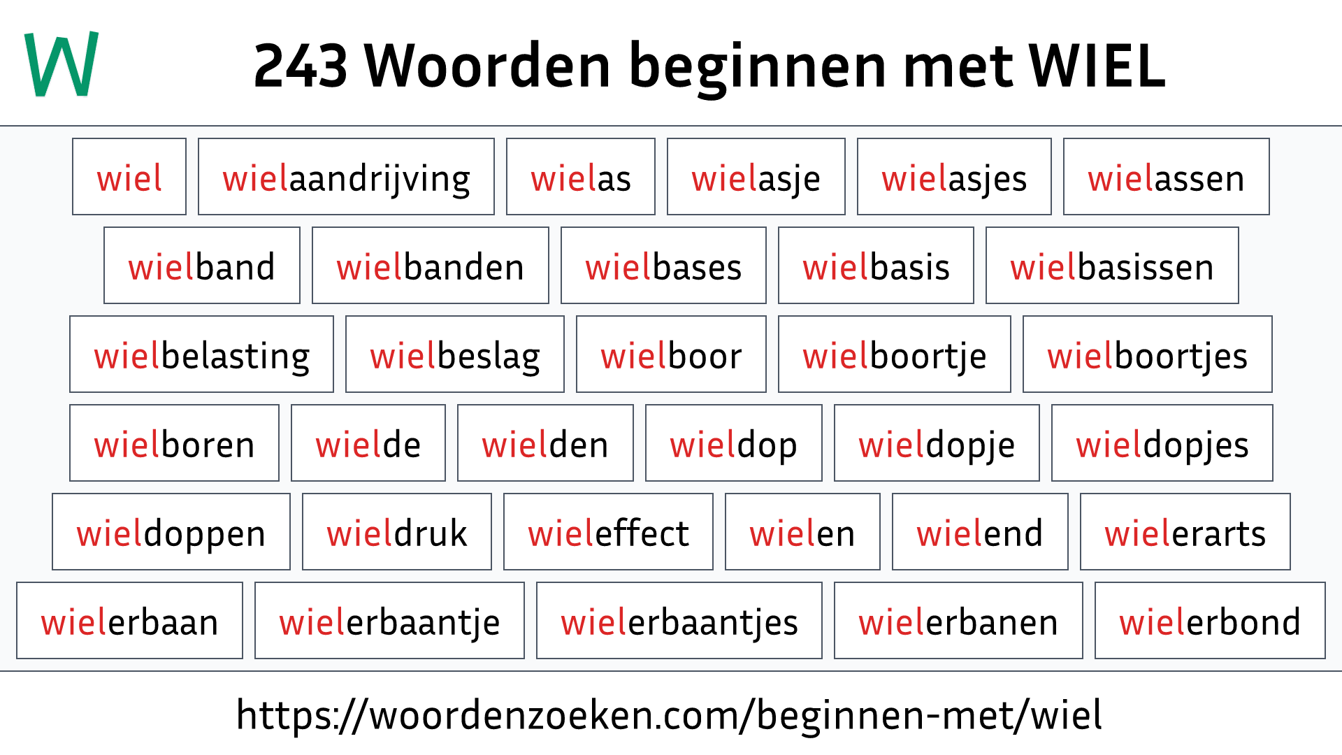 Woorden beginnen met WIEL