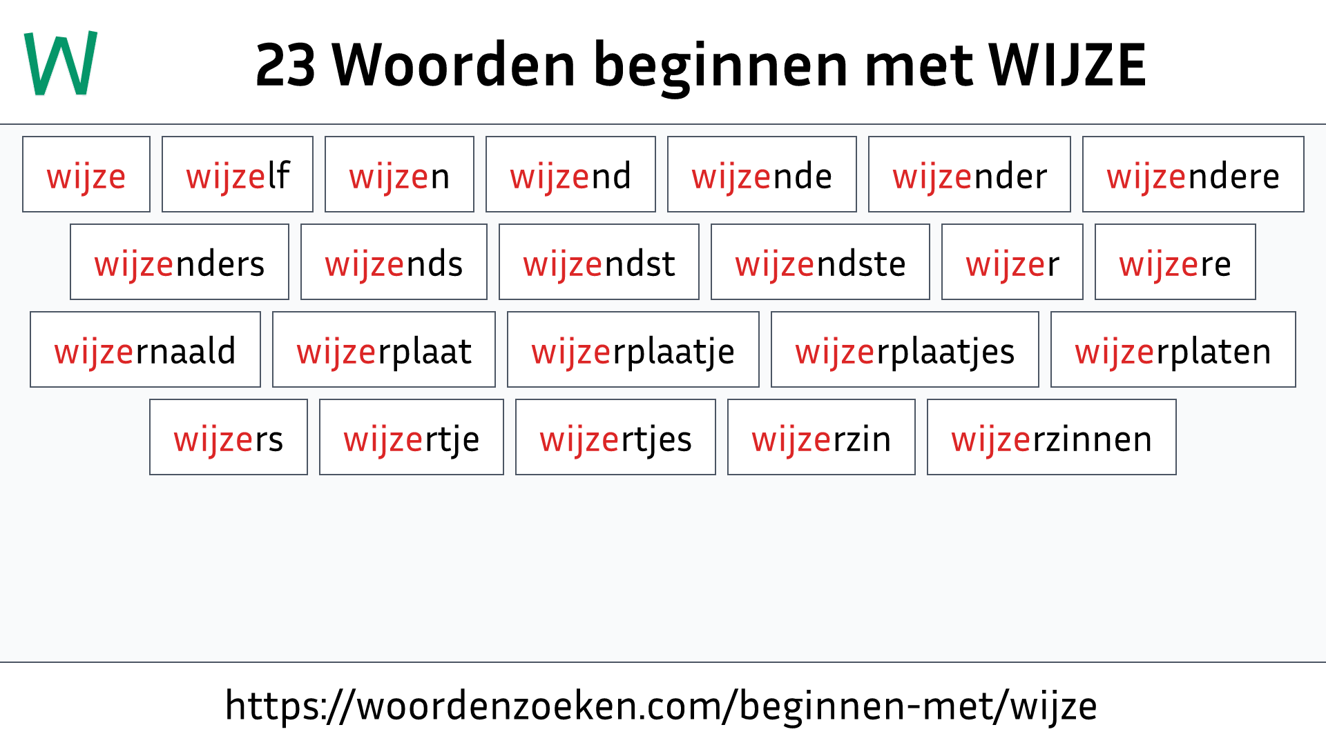 Woorden beginnen met WIJZE