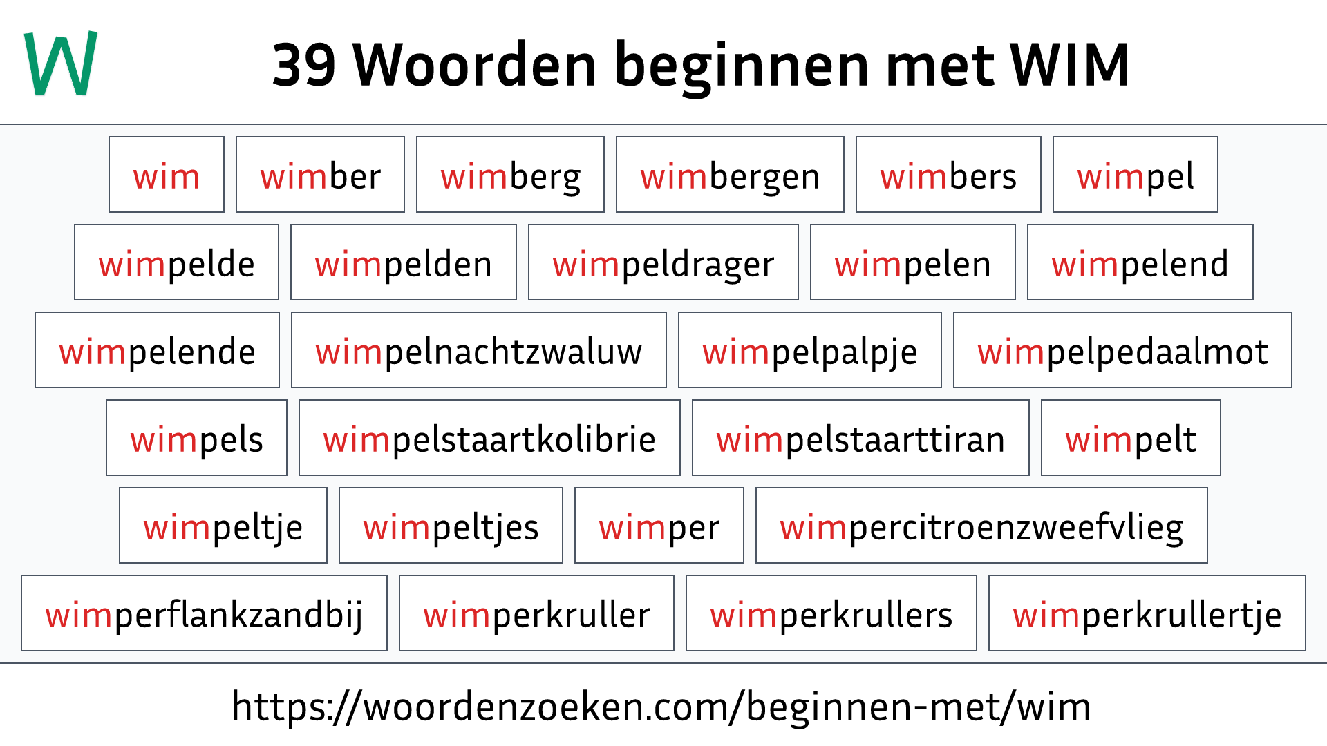 Woorden beginnen met WIM